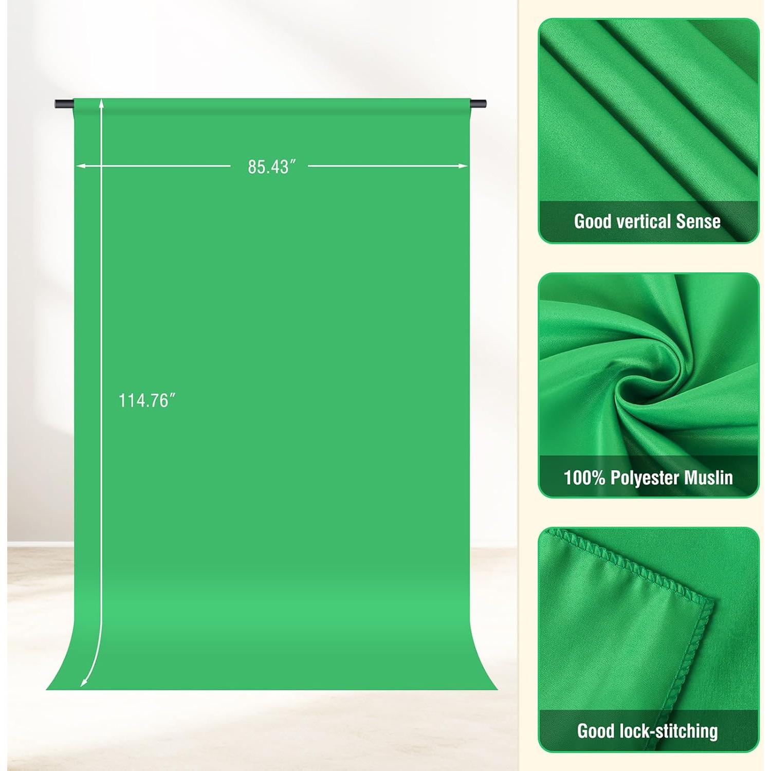 Kit de Fondo Verde Portátil Forlogic 2.44x1.62m con Soporte Ajustable