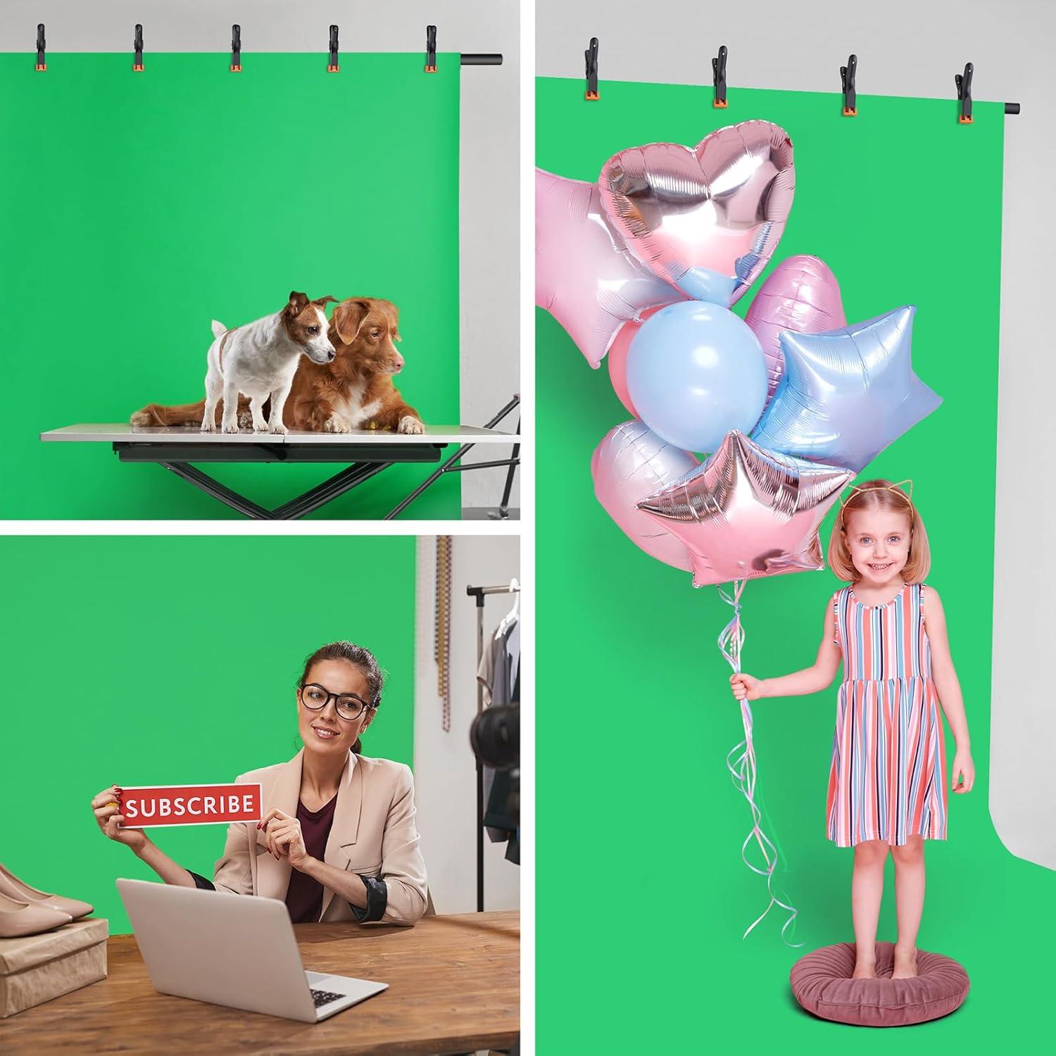 Kit de Fondo Verde Portátil Forlogic 2.44x1.62m con Soporte Ajustable