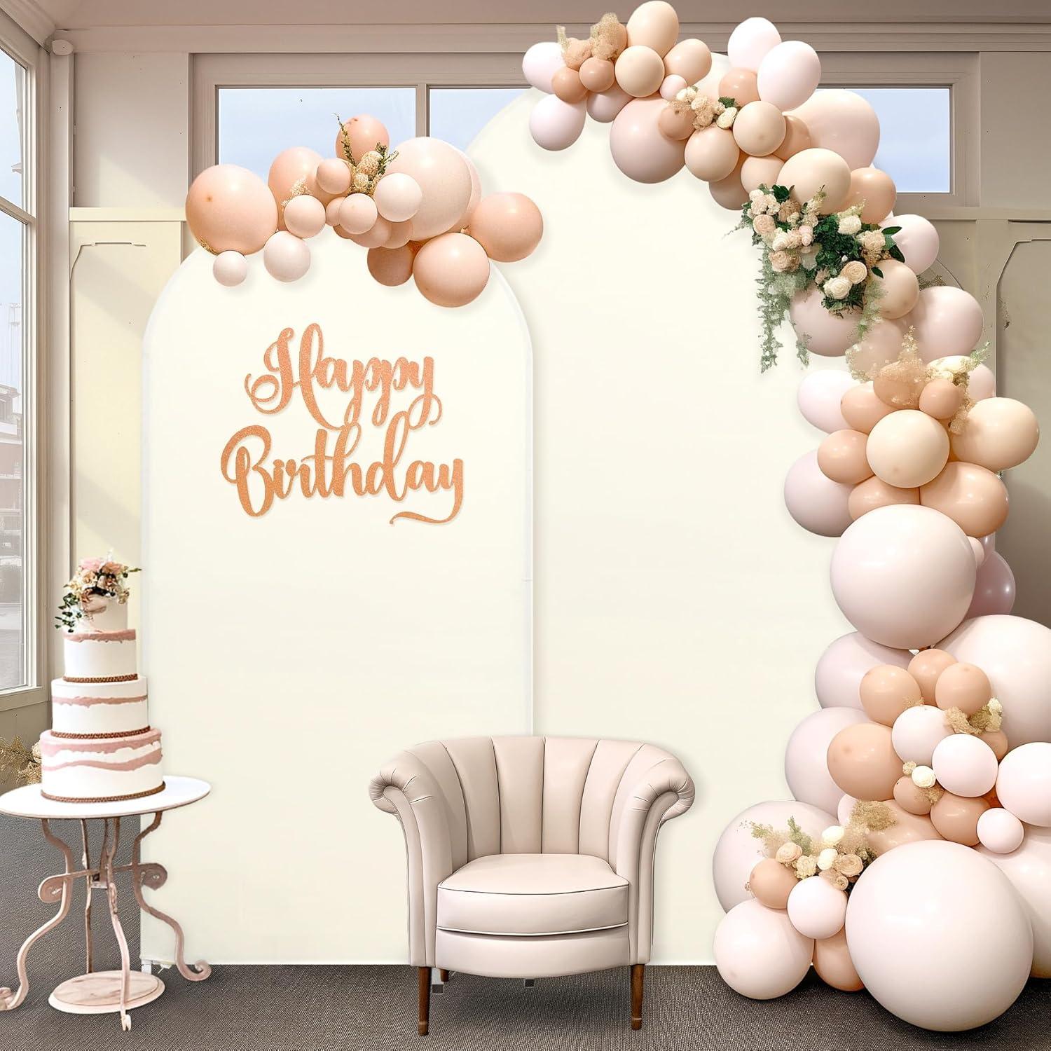 Cubierta de Arco Beige 2.2 m Spandex Party Talk para Bodas