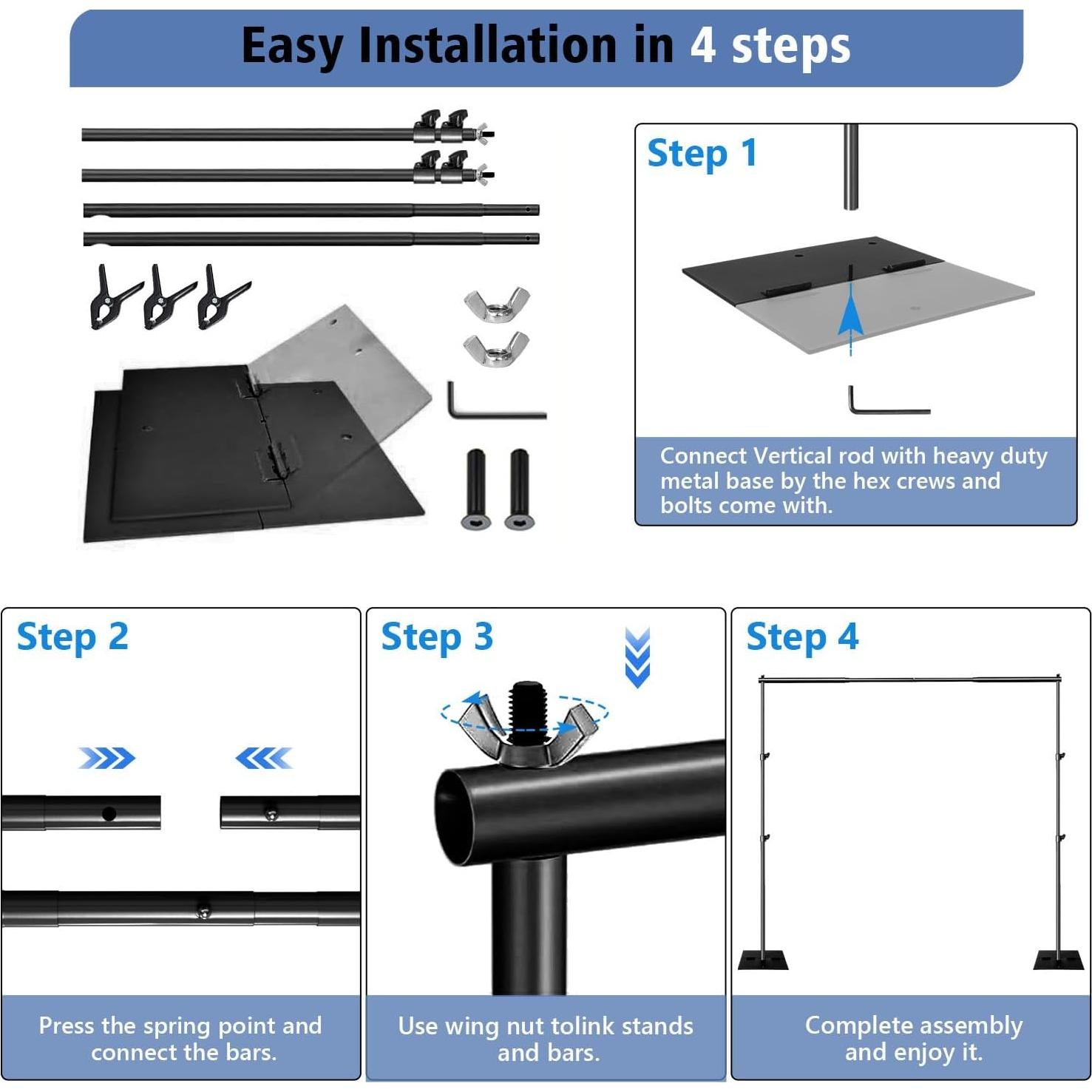 Kit de Soporte para Fondo de Fotografía SLOW DOLPHIN 3.05m x 1.98m