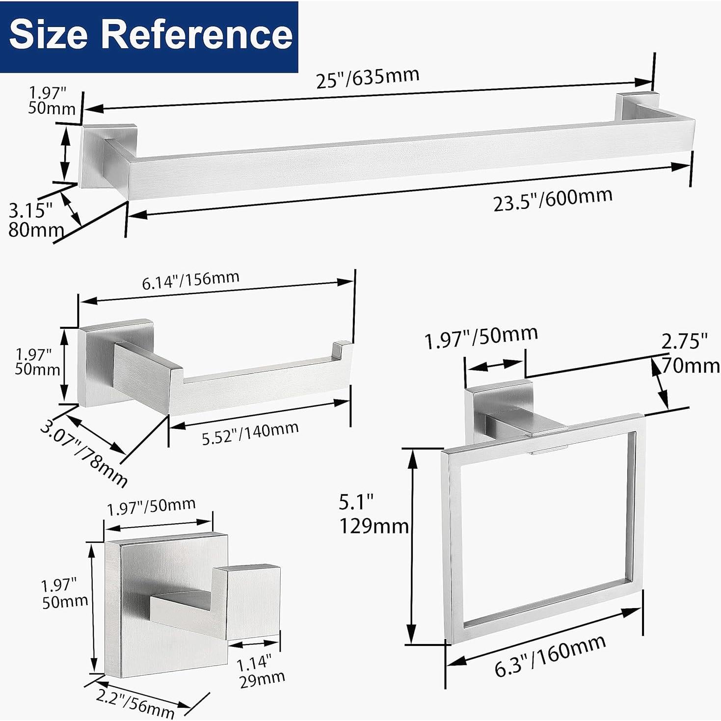 Juego de Accesorios de Baño 5 Piezas Delarkusi Níquel Cepillado