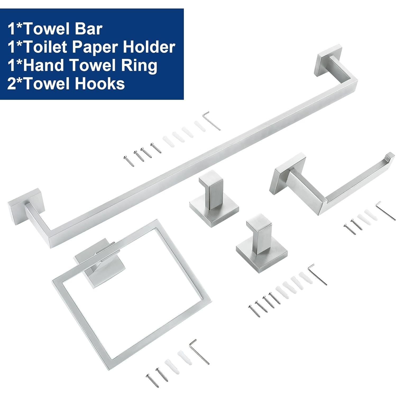 Juego de Accesorios de Baño 5 Piezas Delarkusi Níquel Cepillado