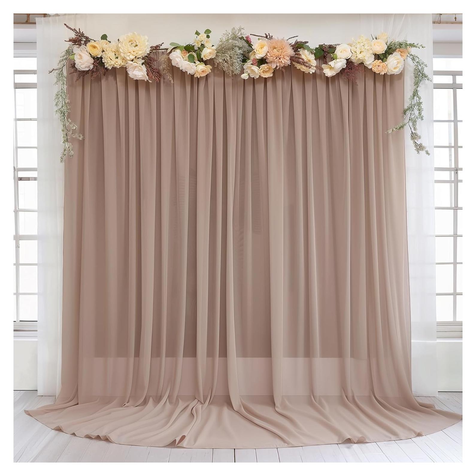 Cortinas de fondo taupe Wish Care 1.52m x 3.05m, chiffon
