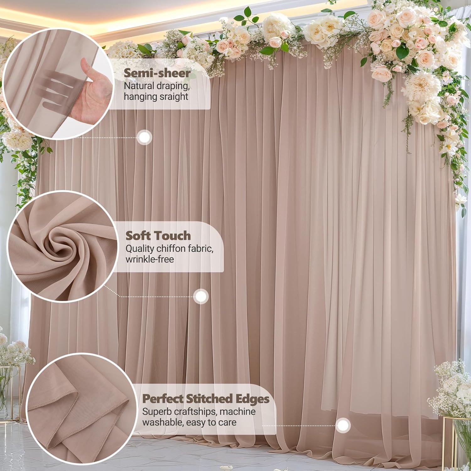 Cortinas de fondo taupe Wish Care 1.52m x 3.05m, chiffon