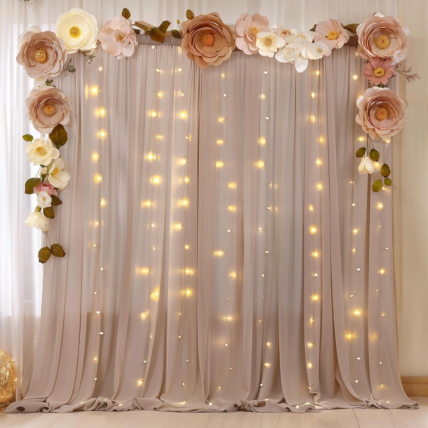 Cortinas de fondo taupe Wish Care 1.52m x 3.05m, chiffon
