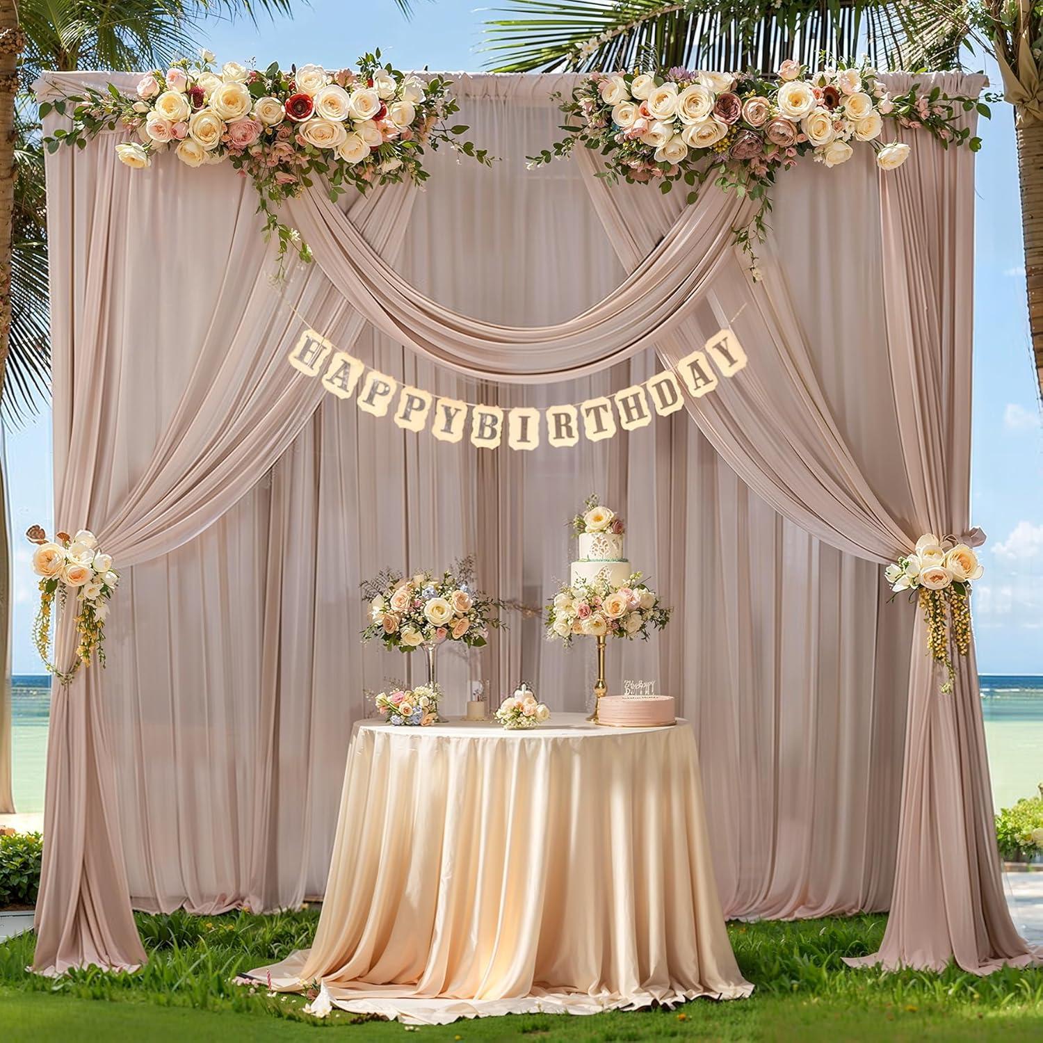 Cortinas de fondo taupe Wish Care 1.52m x 3.05m, chiffon