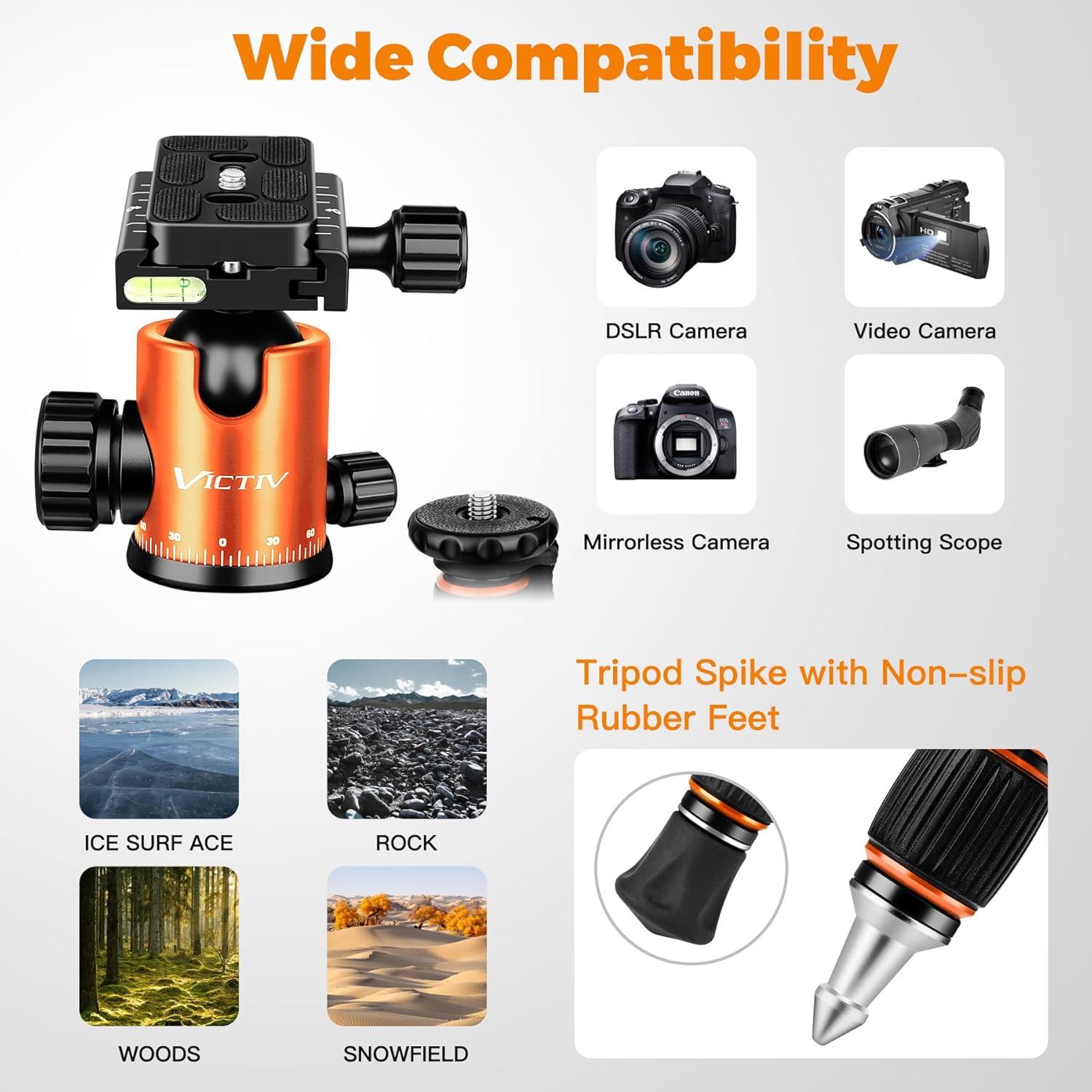 Trípode Profesional Victiv AT40 de Aluminio 1.79kg 80cm