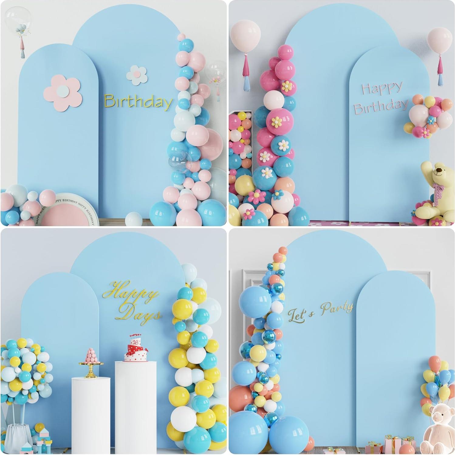 Cubierta de Arco de Boda Putros Spandex 2.2m x 1.2m y 1.8m x 0.8m Azul Polvoriento