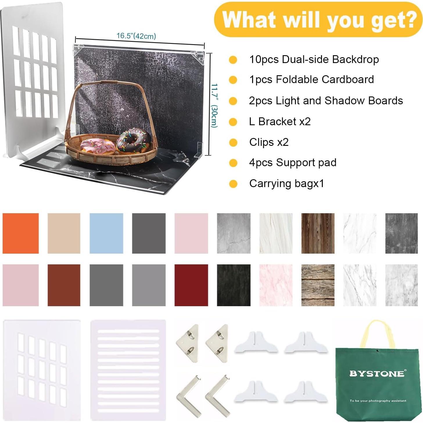 Kit de Fondos para Fotografía de Productos 10Pcs BYSTONE 42x29.7cm