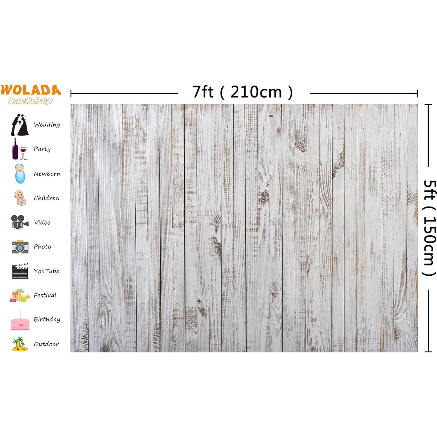 Fondo de Fotografía WOLADA 210x150cm Madera Vintage Blanco