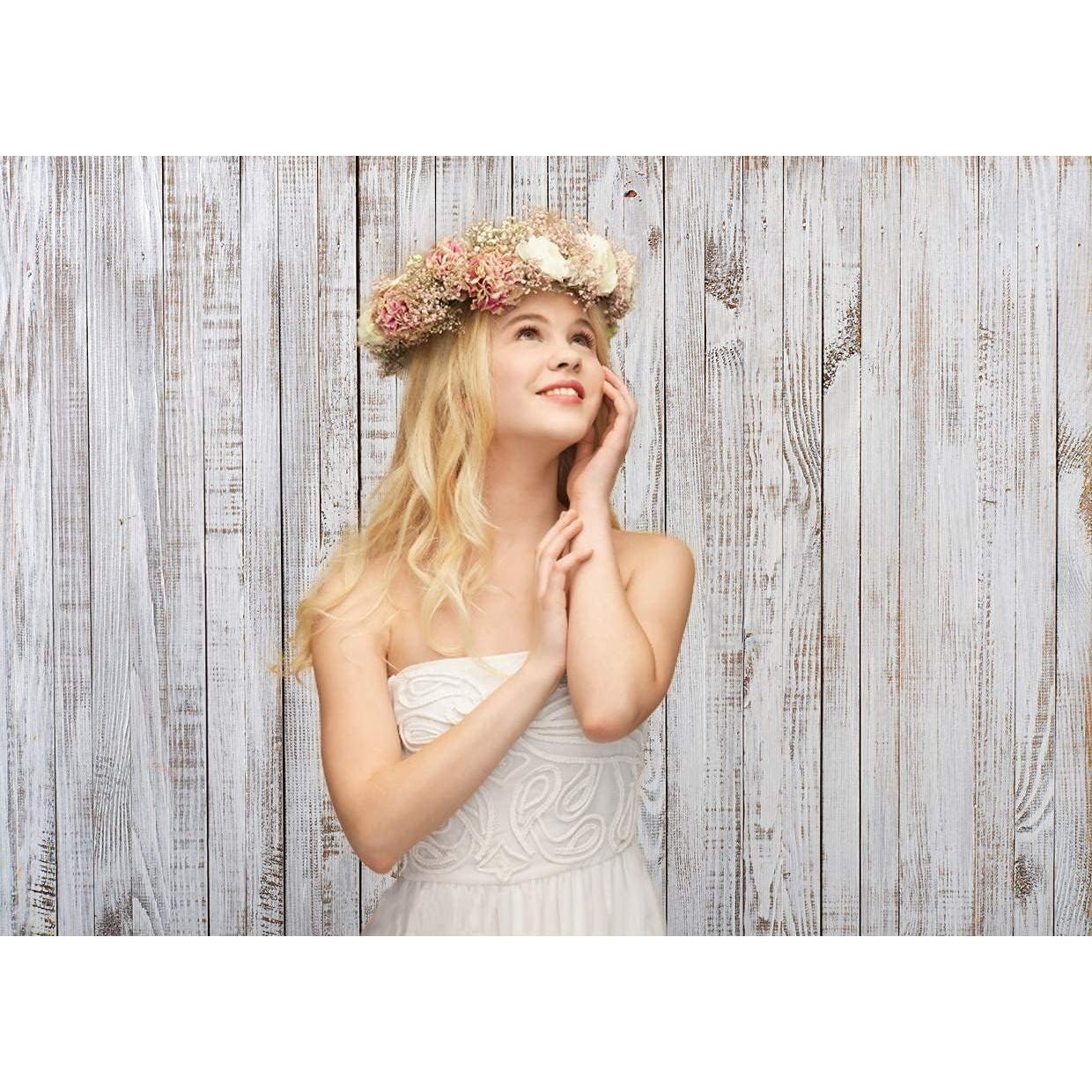 Fondo de Fotografía WOLADA 210x150cm Madera Vintage Blanco