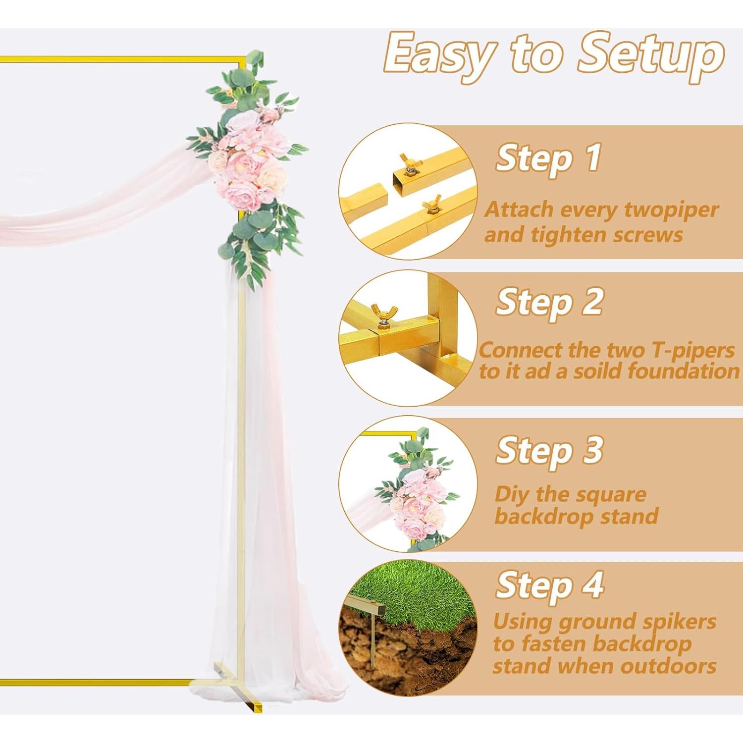 Soporte de Fondo Cuadrado Dorado LMEBE 2 Piezas 2x1.68M