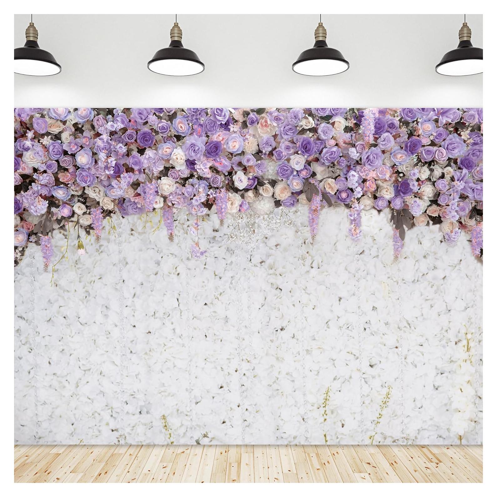 Fondo de Ducha Nupcial Floral Riyidecor 2.44x1.83m Poliester