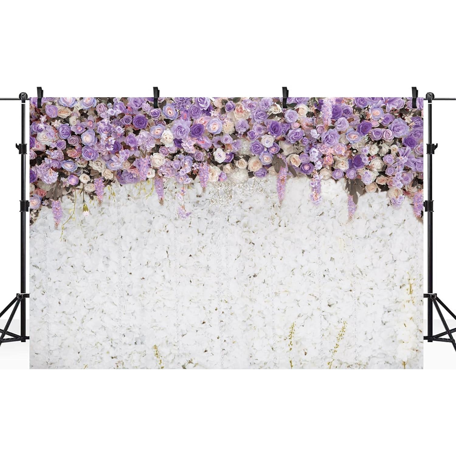 Fondo de Ducha Nupcial Floral Riyidecor 2.44x1.83m Poliester