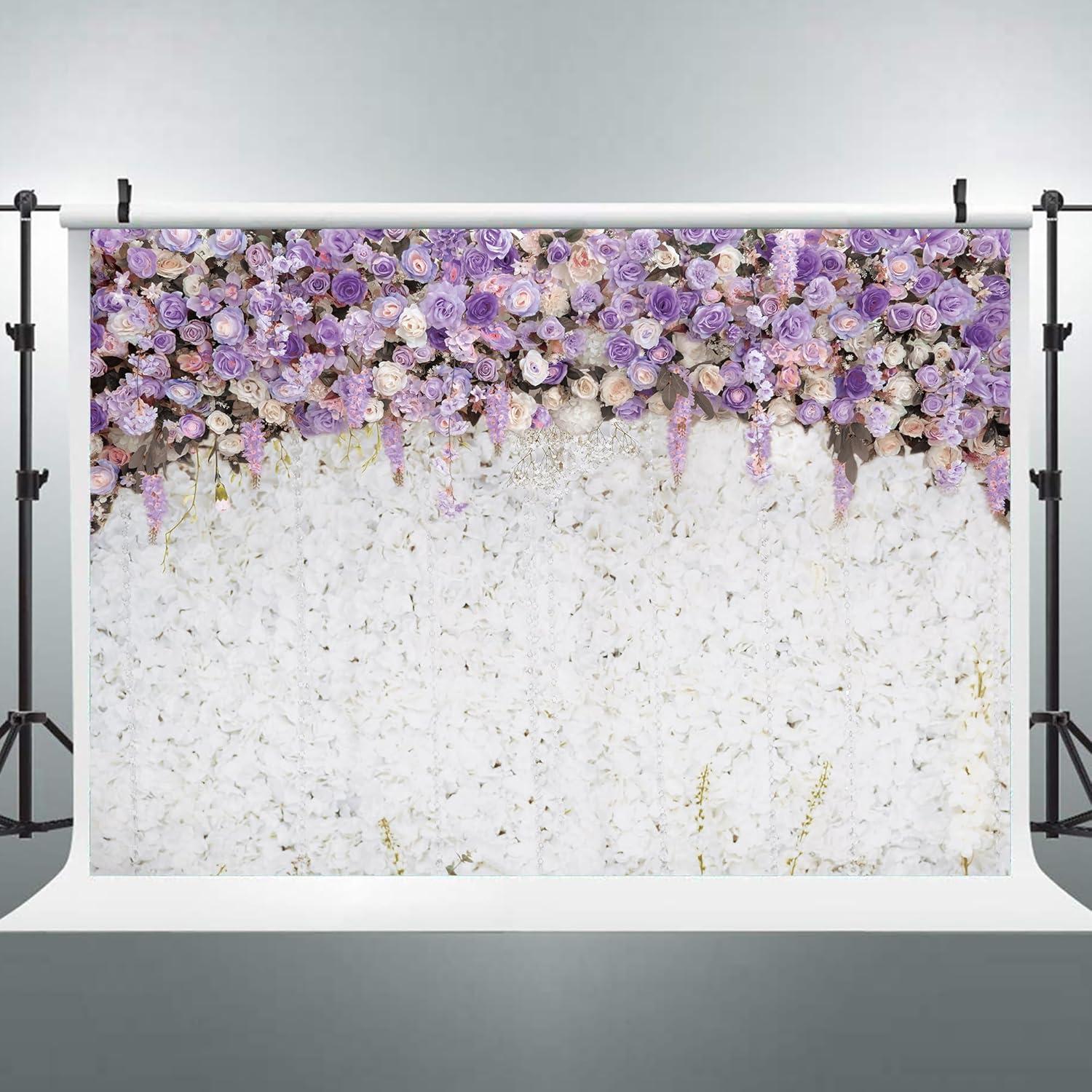 Fondo de Ducha Nupcial Floral Riyidecor 2.44x1.83m Poliester