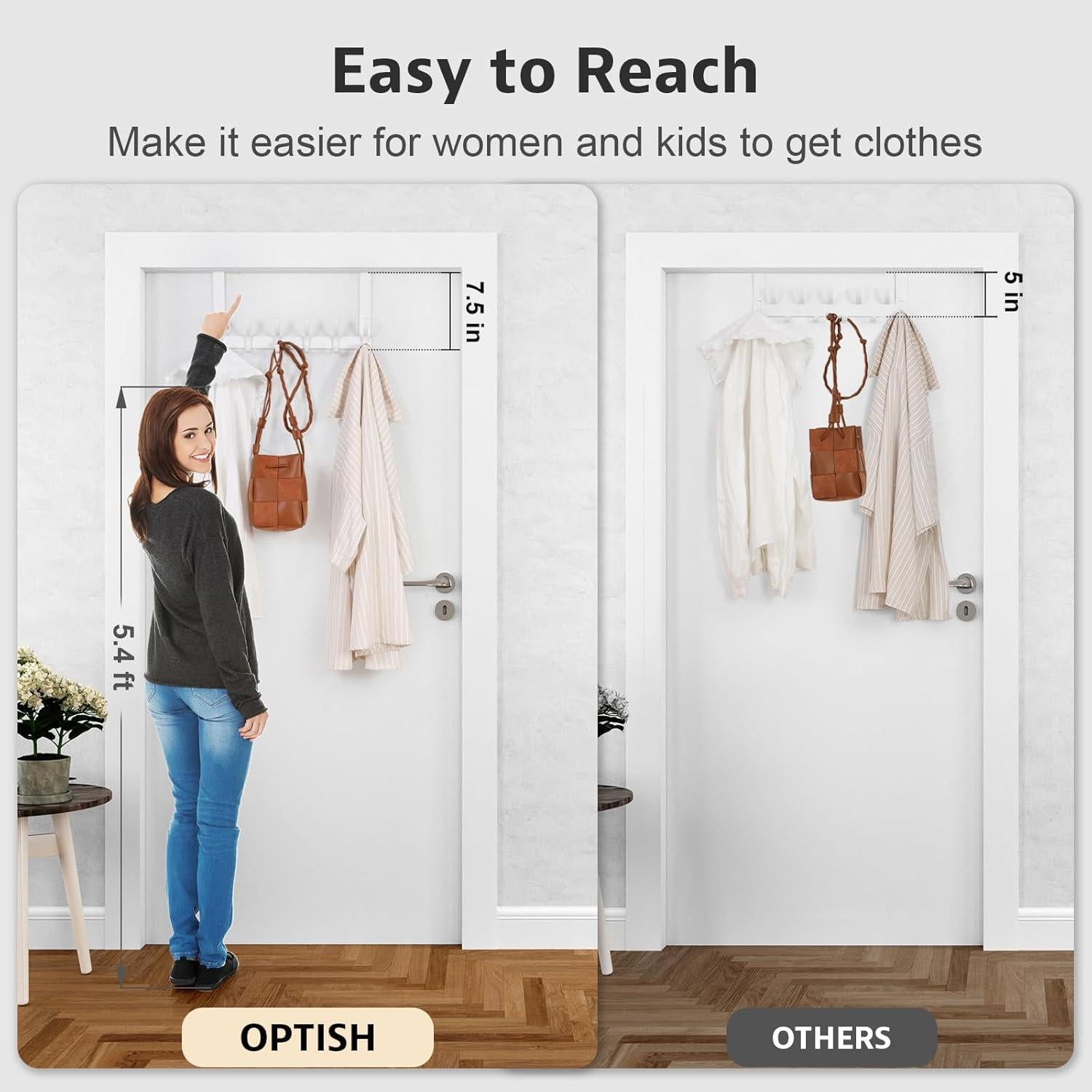 Ganchos Sobre Puerta Optish 12 Ganchos Blanco Minimalista