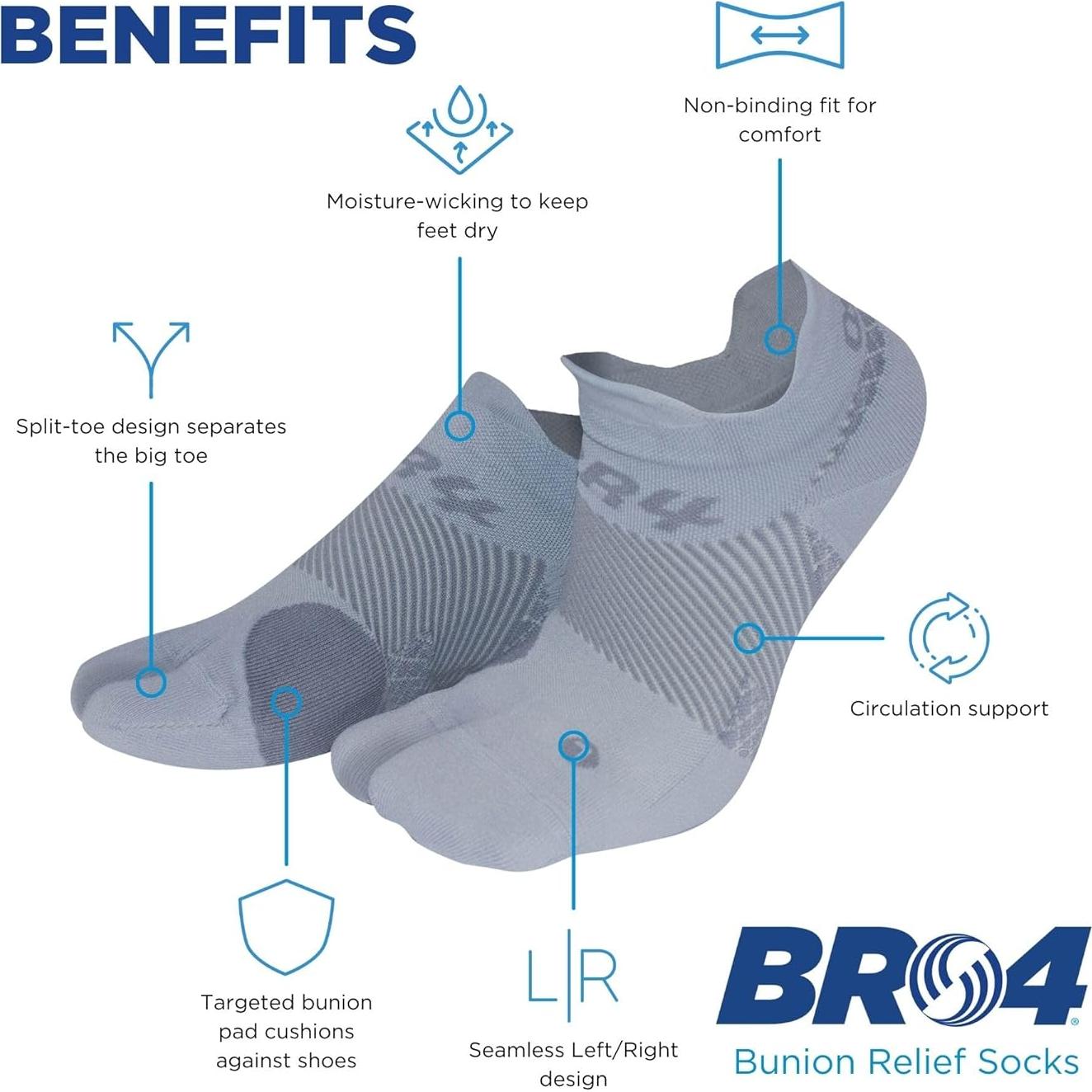 Calcetines Alivio Juanetes OrthoSleeve - Dedo Separado, Negro