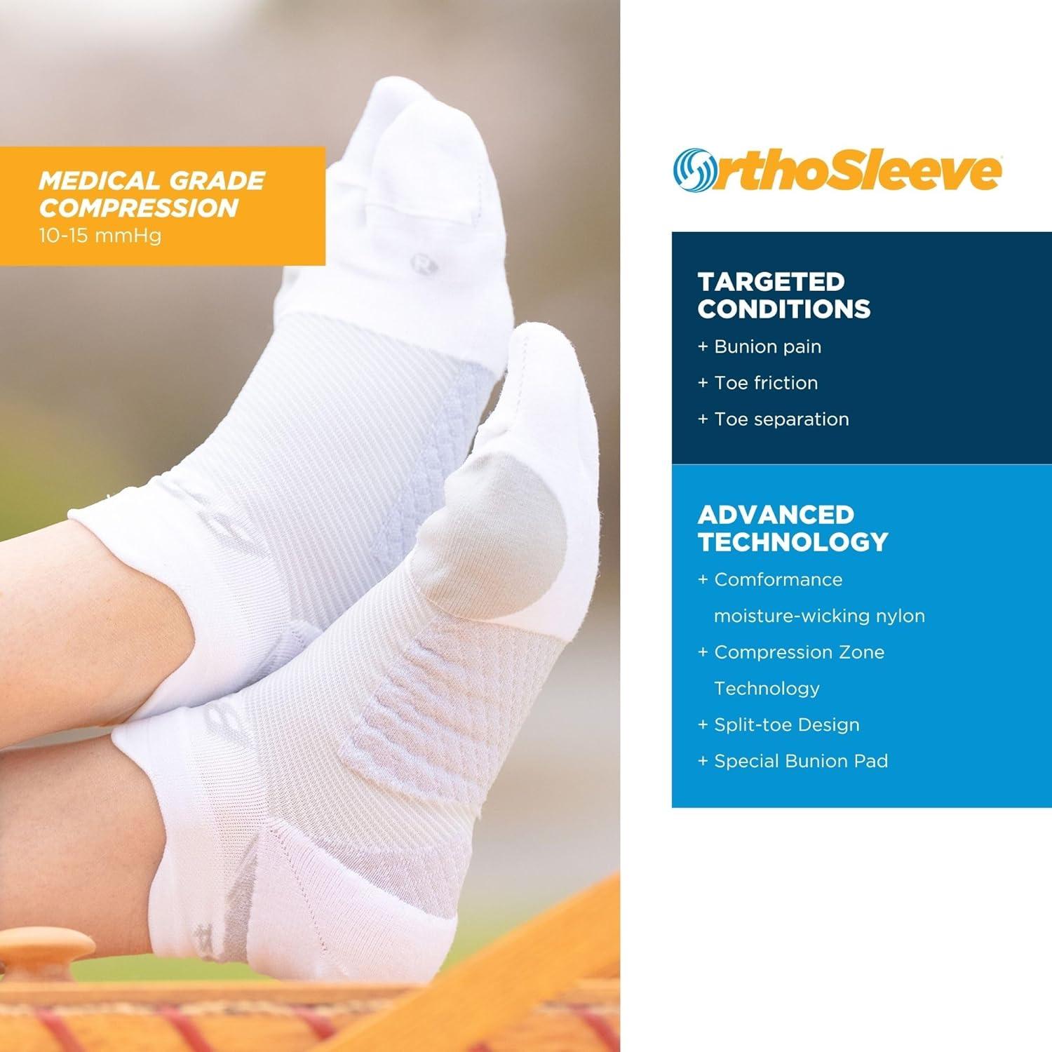 Calcetines Alivio Juanetes OrthoSleeve - Dedo Separado, Negro