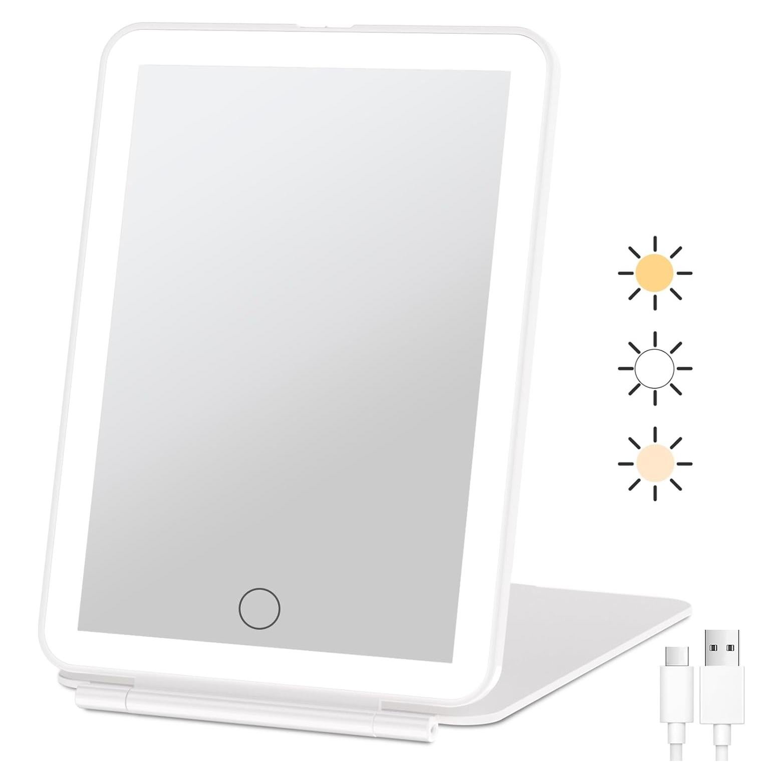 Espejo de Maquillaje de Viaje FUNTOUCH LED 72 Luces Plegable