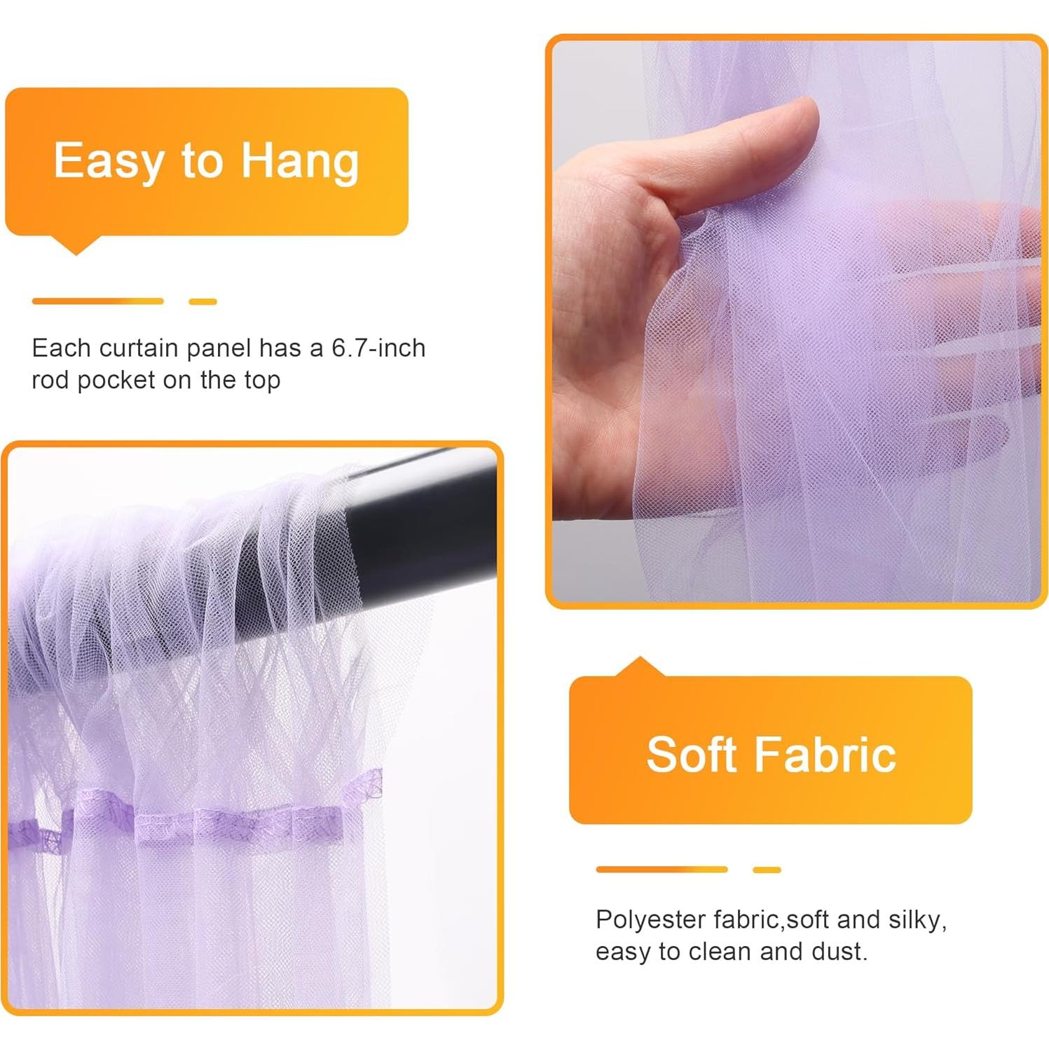 Cortinas de Tul Lavanda Fomcet con Luces 3x3m - 2 Paneles