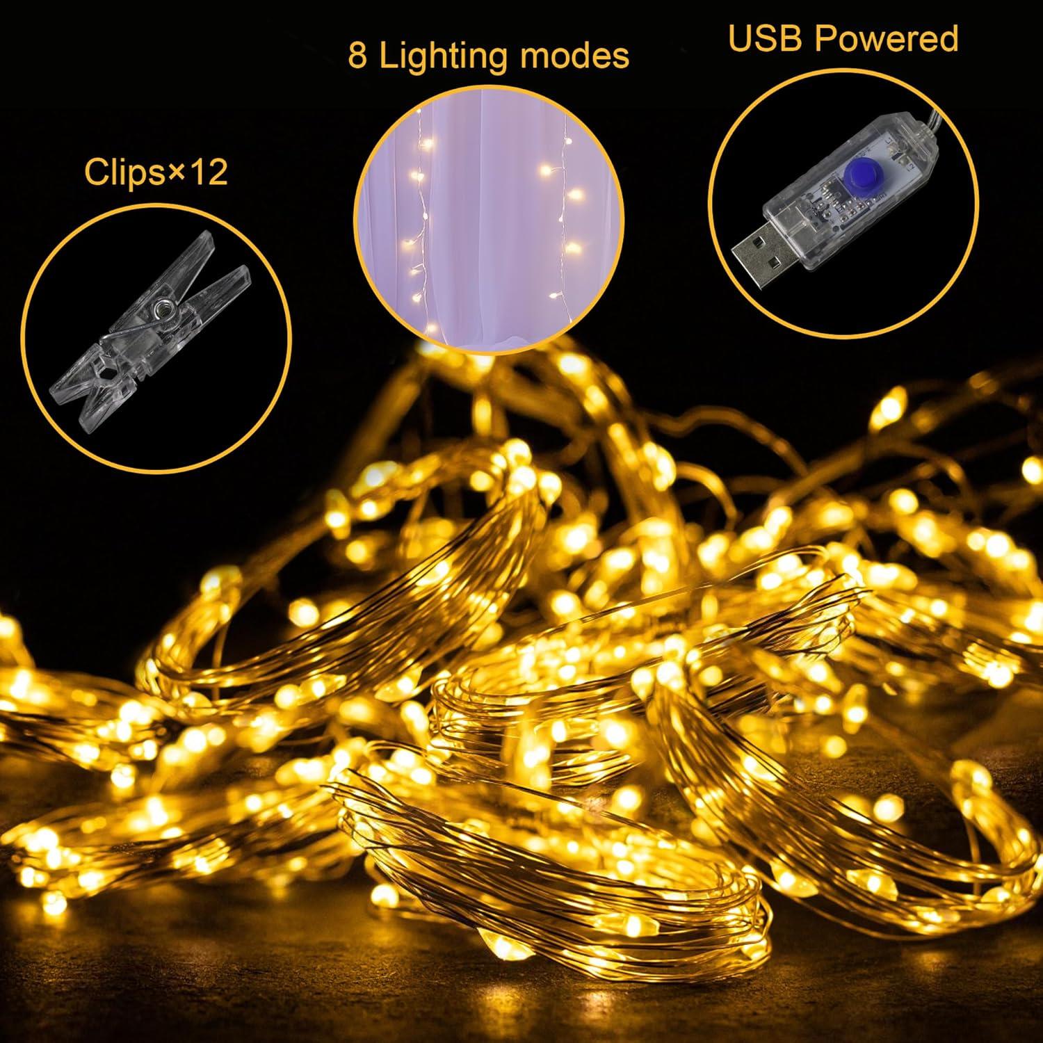 Cortinas de Tul Lavanda Fomcet con Luces 3x3m - 2 Paneles