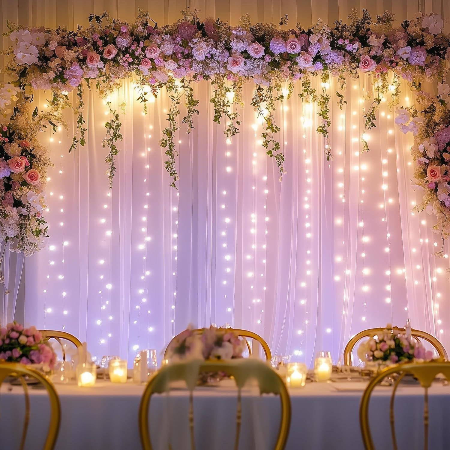 Cortinas de Tul Lavanda Fomcet con Luces 3x3m - 2 Paneles