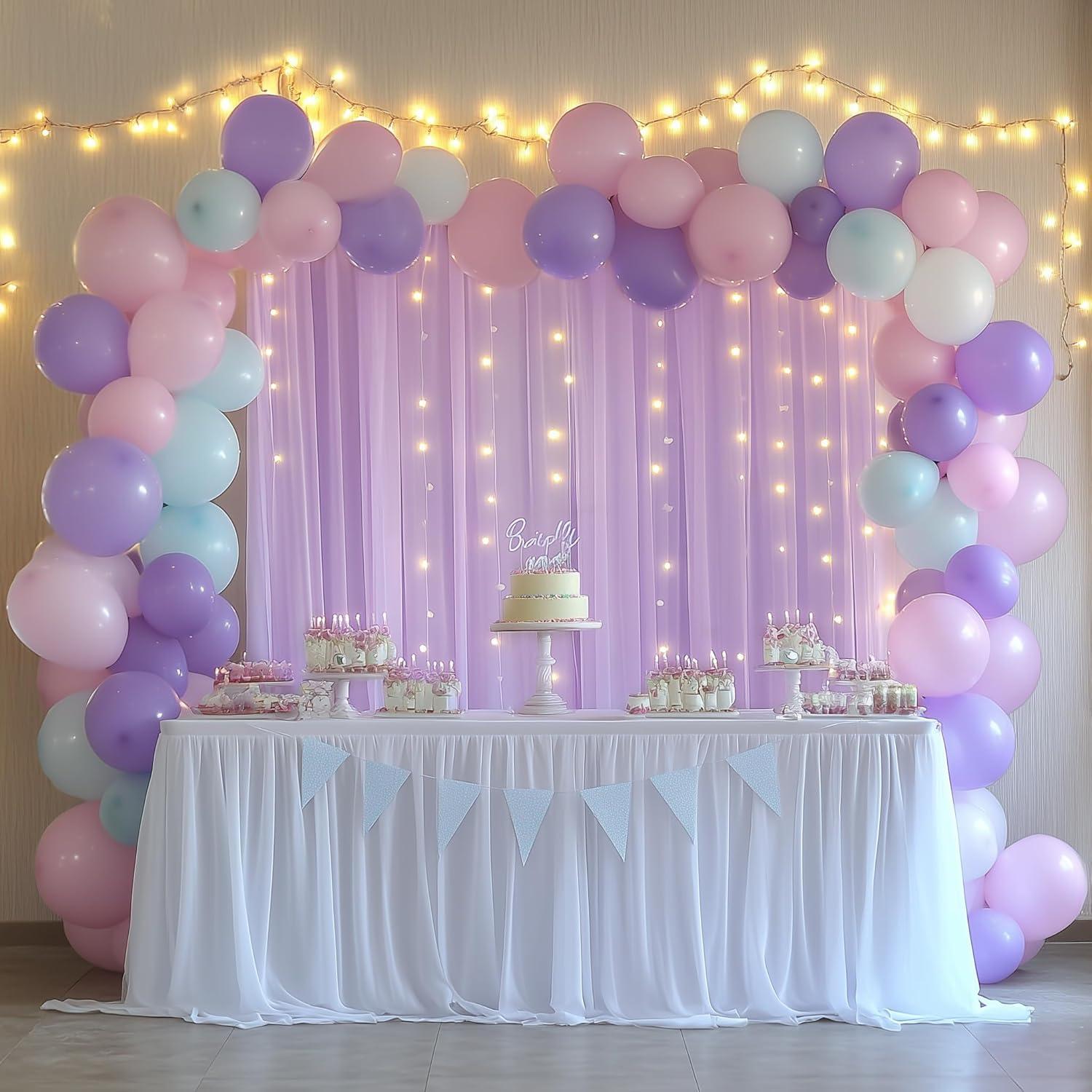 Cortinas de Tul Lavanda Fomcet con Luces 3x3m - 2 Paneles