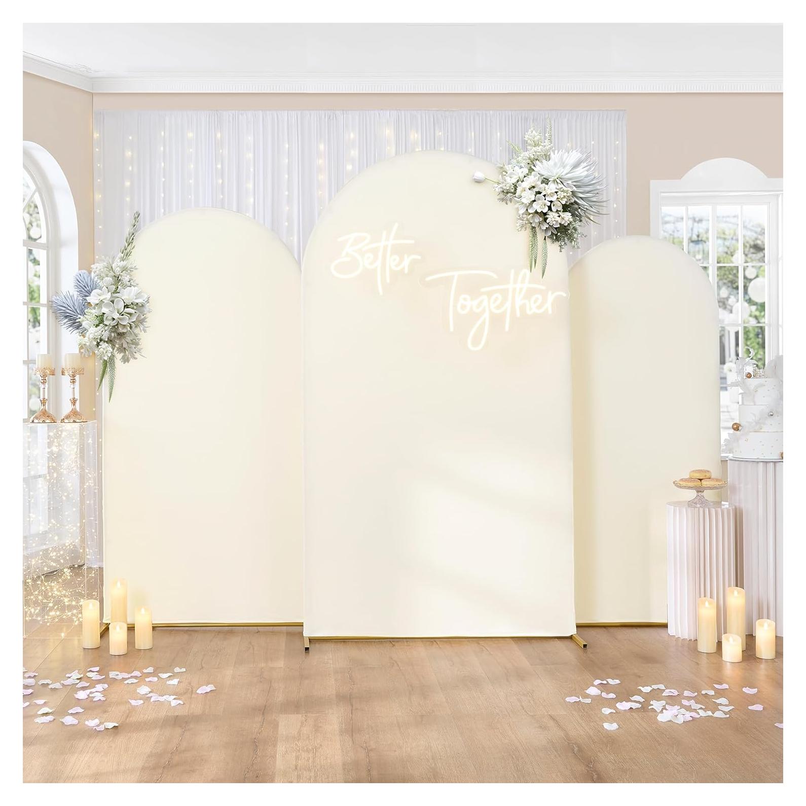 Juego de 3 Fundas de Fondo de Arco Beige Sin Arrugas 6FT 5FT 4FT