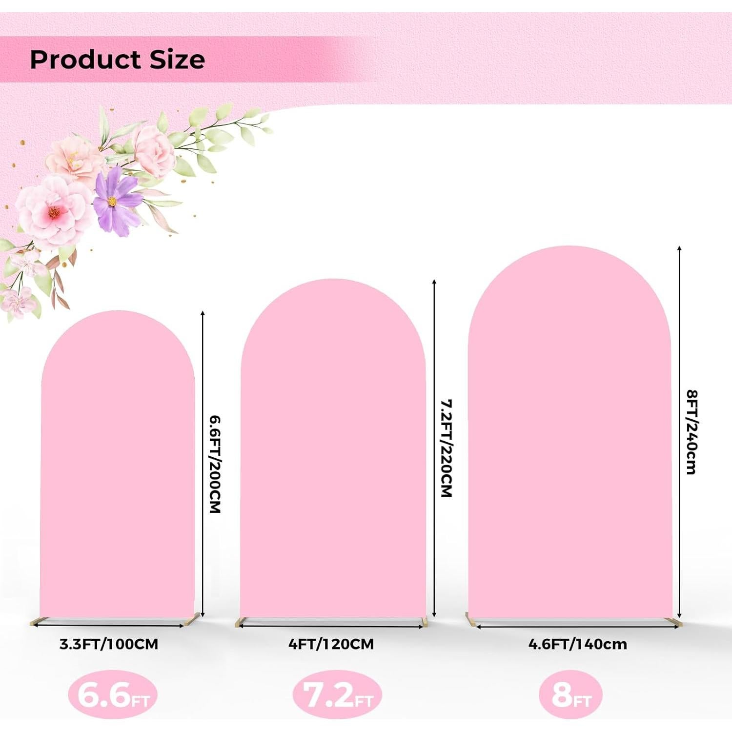 Juego de 3 Fundas para Arco de Boda Babenest Rosa Claro 2m-2.4m