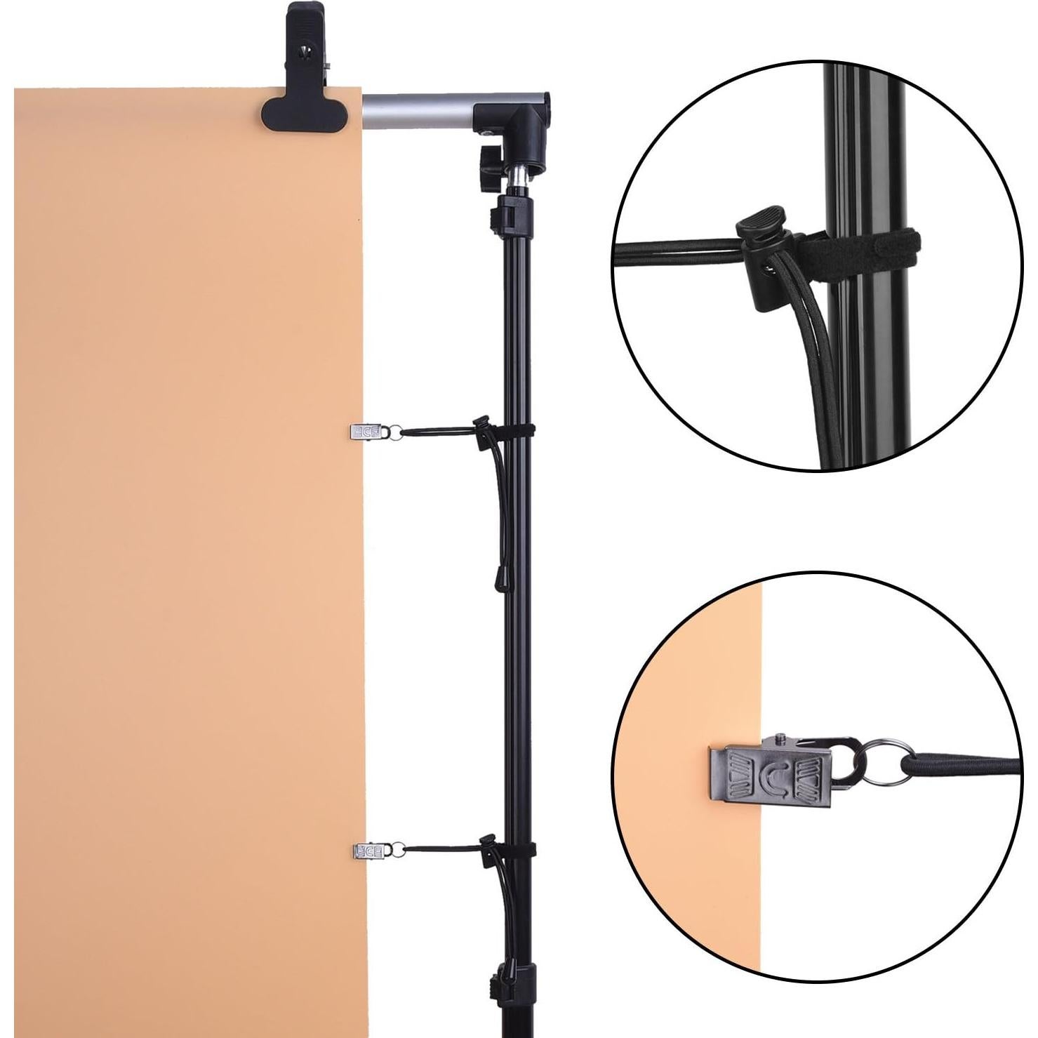 Soporte de Clips para Fondo de Estudio Mudder, 12 Piezas, Negro