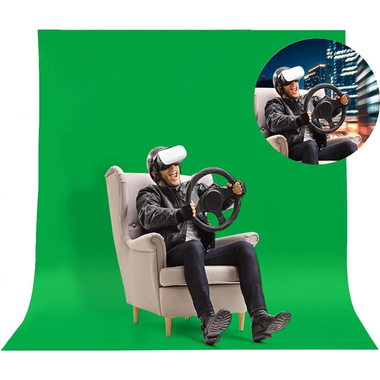 10x12ft Green Screen Backdrop for Photography, Chromakey Background Fabric for Photoshoot, Zoom Meeting, Game Live Steaming