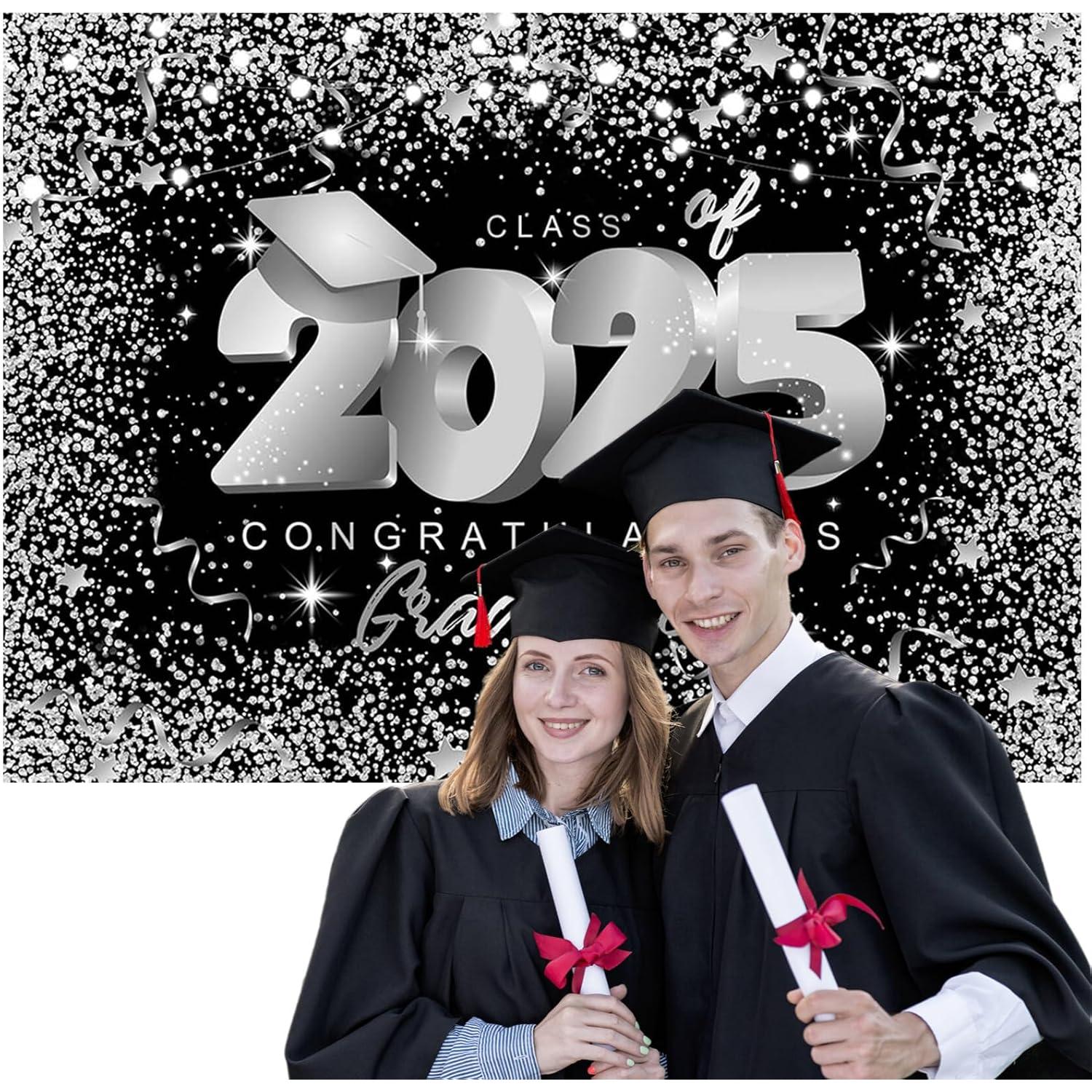 Fondo de Graduación Mocsicka 2.13x1.52m Negro y Plateado