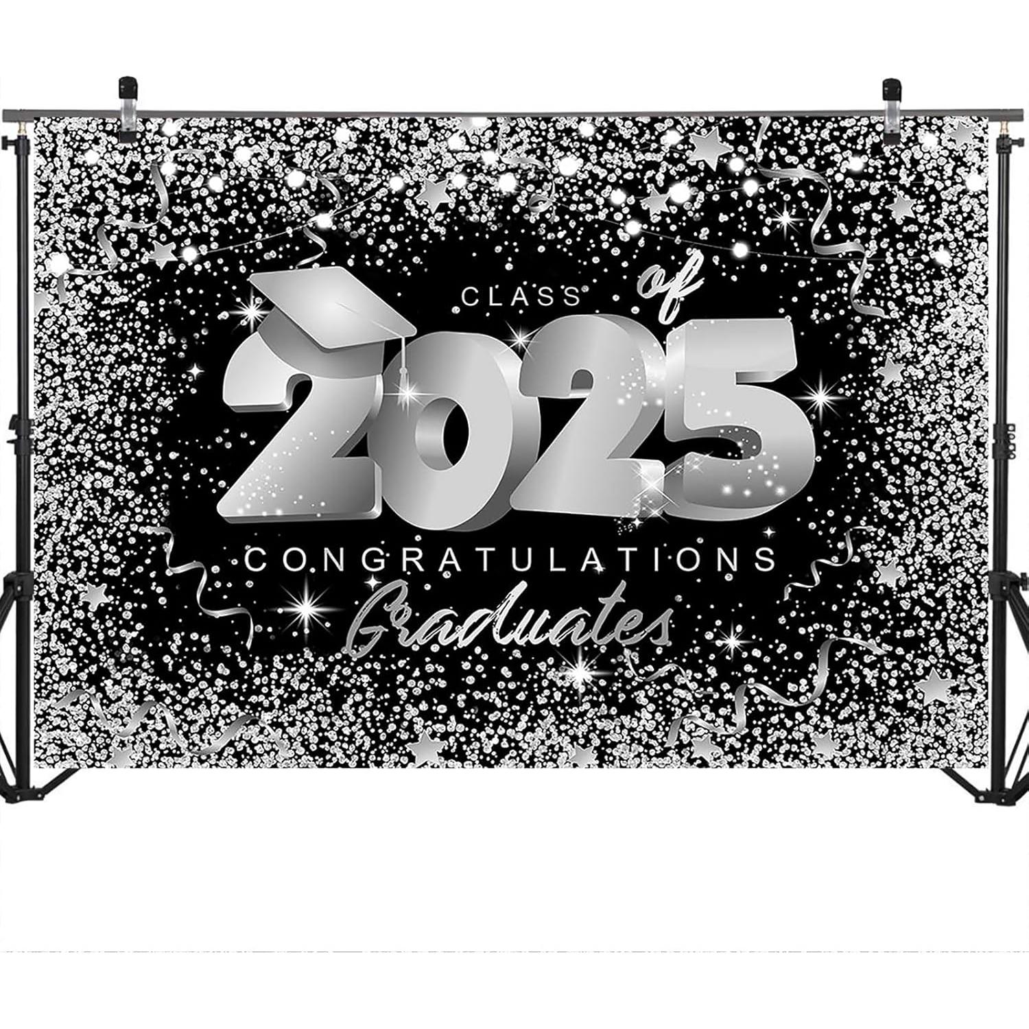 Fondo de Graduación Mocsicka 2.13x1.52m Negro y Plateado