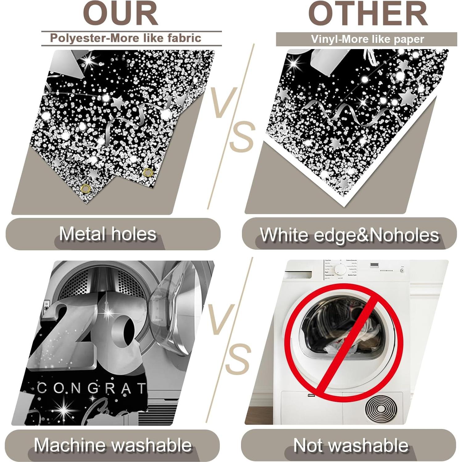 Fondo de Graduación Mocsicka 2.13x1.52m Negro y Plateado