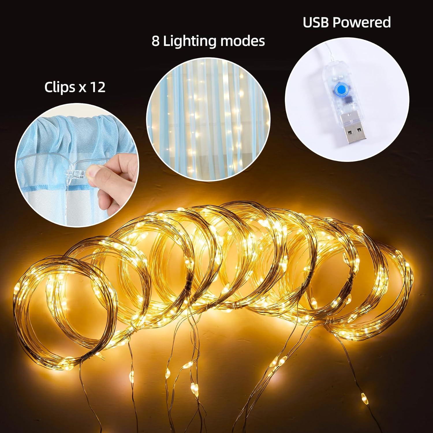 Cortinas de Tulle Azul con Luces 2 Paneles 1.52x3.05m