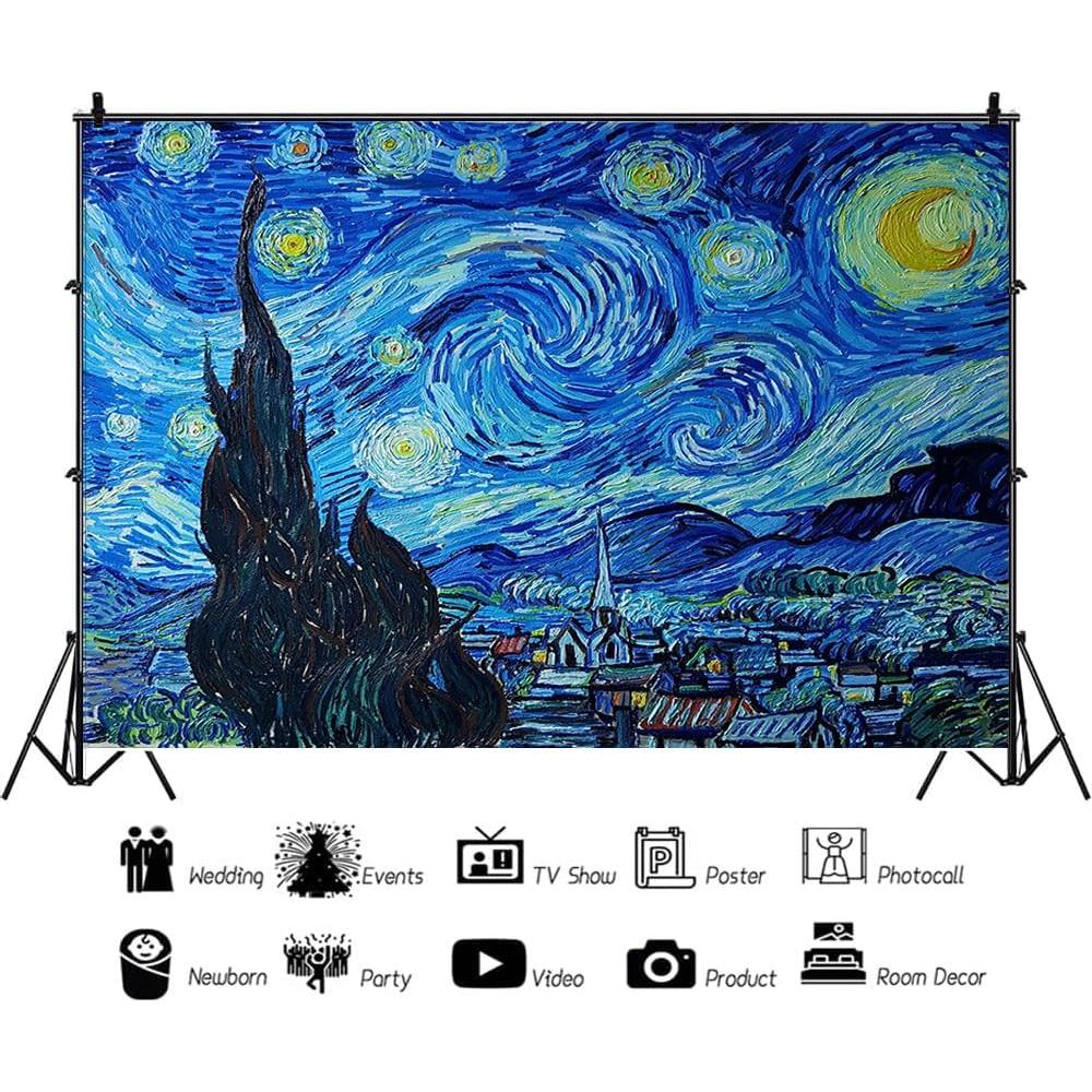 Fondo de Vinilo Noche Estrellada Van Gogh 270x180cm Decoración