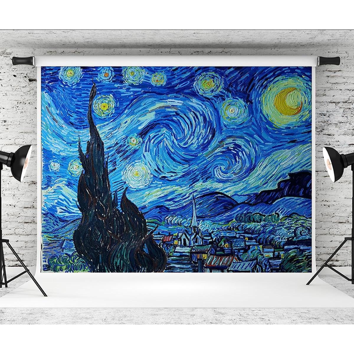 Fondo de Vinilo Noche Estrellada Van Gogh 270x180cm Decoración