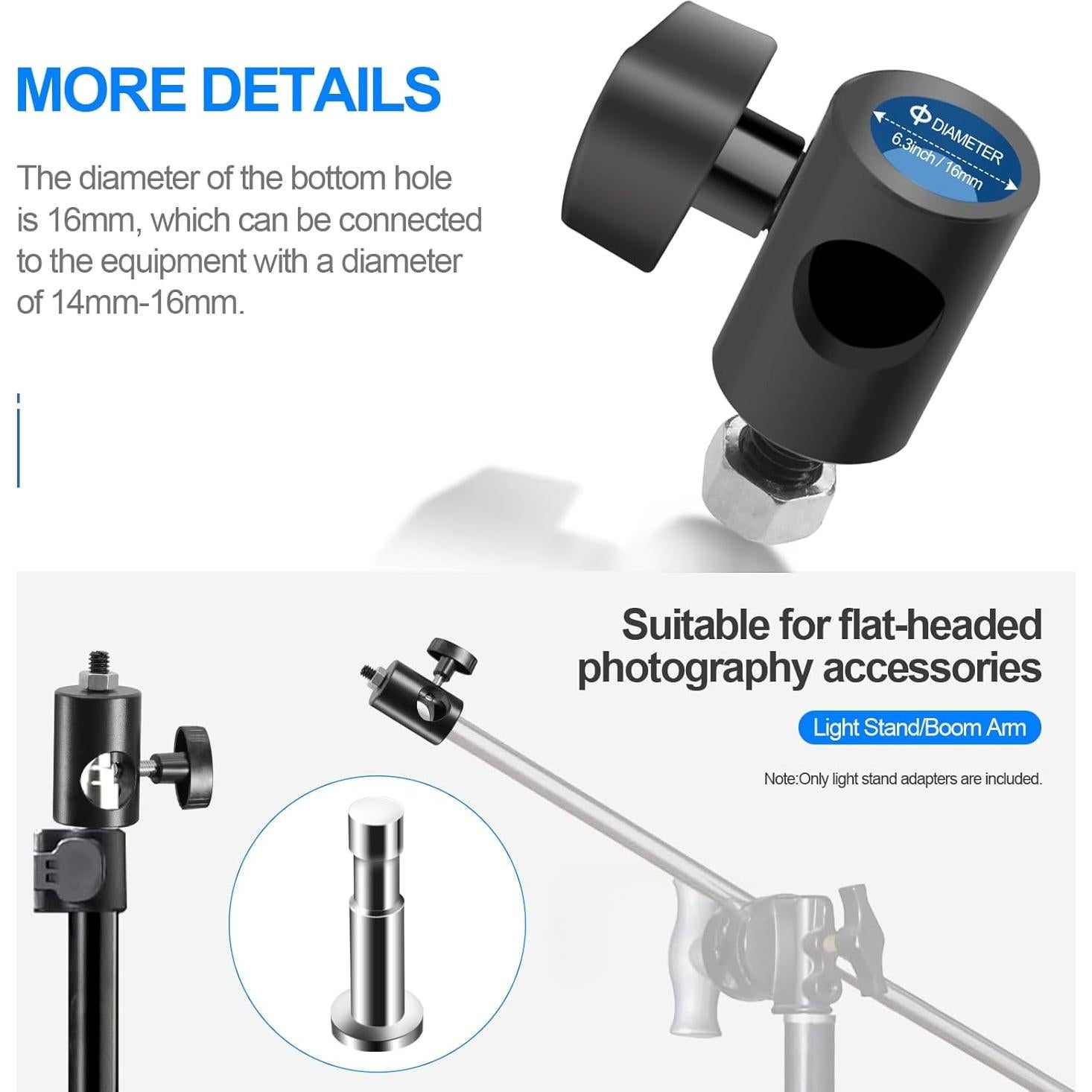 Adaptador Rápido 2PCS Wellmaking con Tornillo 3/8" y 1/4"