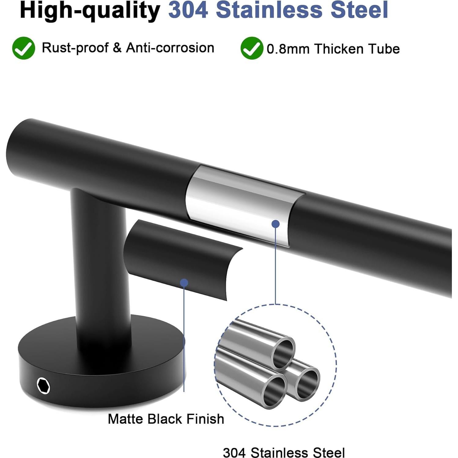 Barra de Toalla SCILIVE 51.76 cm Acero Inoxidable Negro Mate