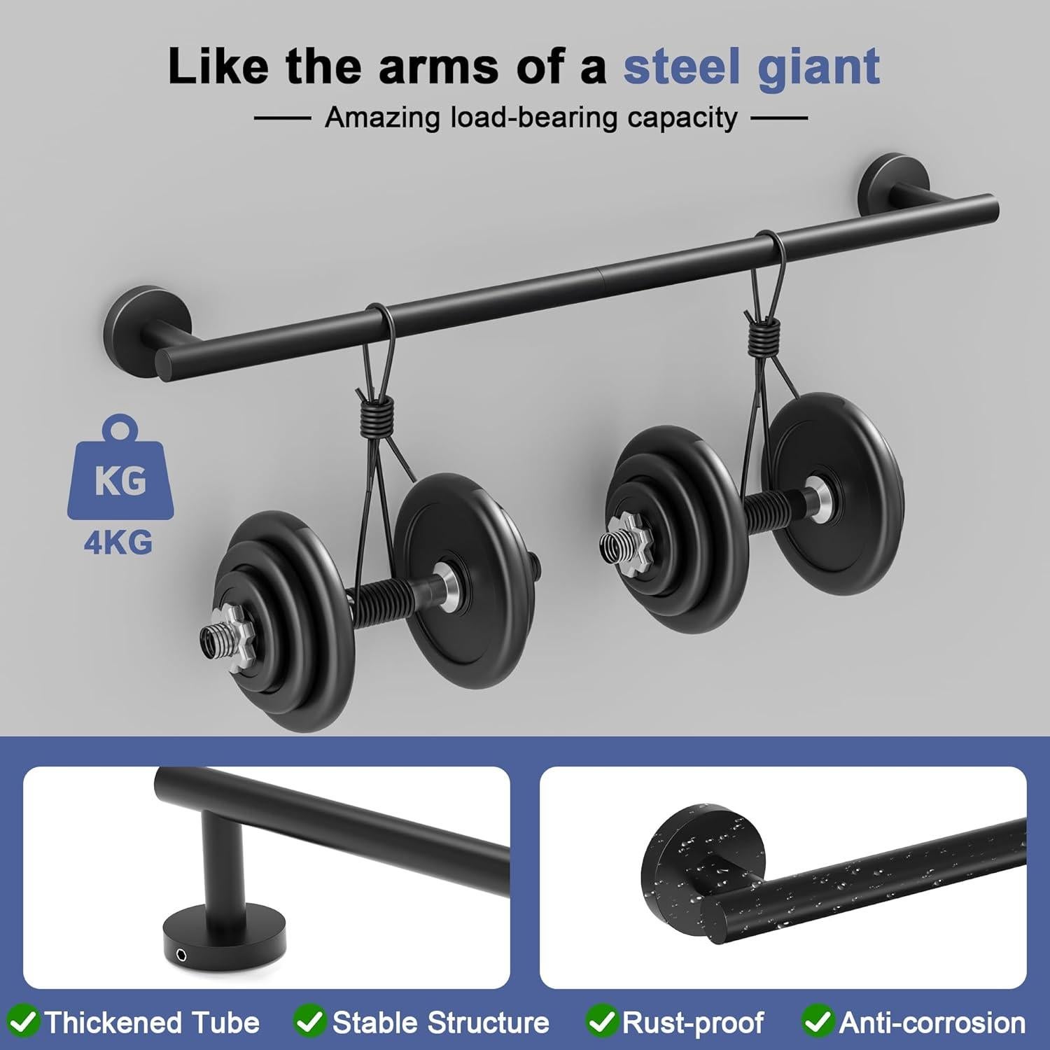 Barra de Toalla SCILIVE 51.76 cm Acero Inoxidable Negro Mate