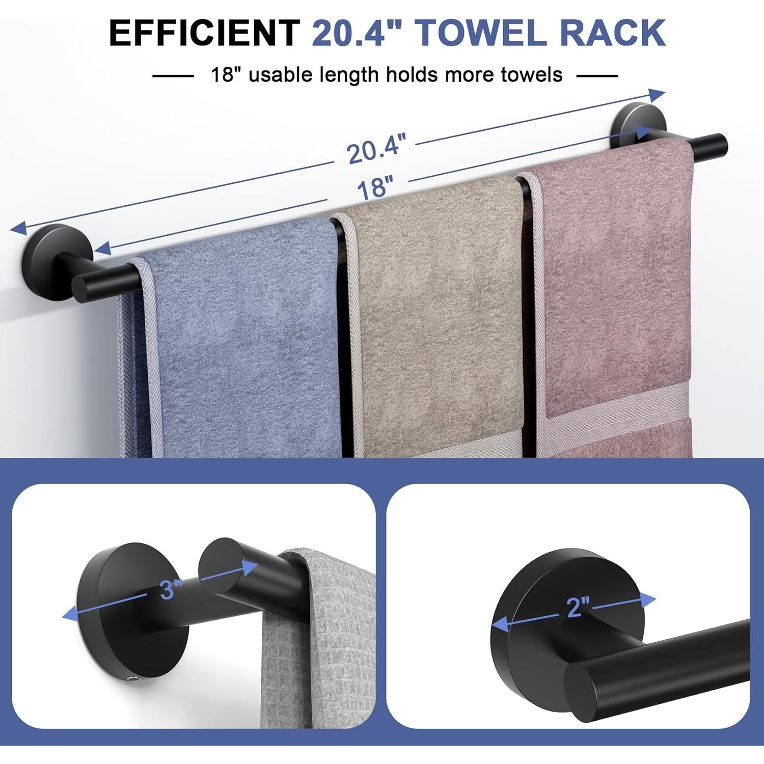 Barra de Toalla SCILIVE 51.76 cm Acero Inoxidable Negro Mate