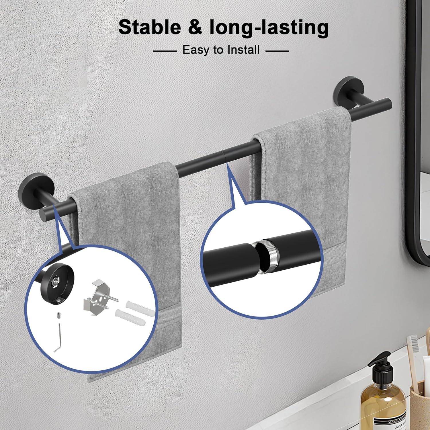 Barra de Toalla SCILIVE 51.76 cm Acero Inoxidable Negro Mate