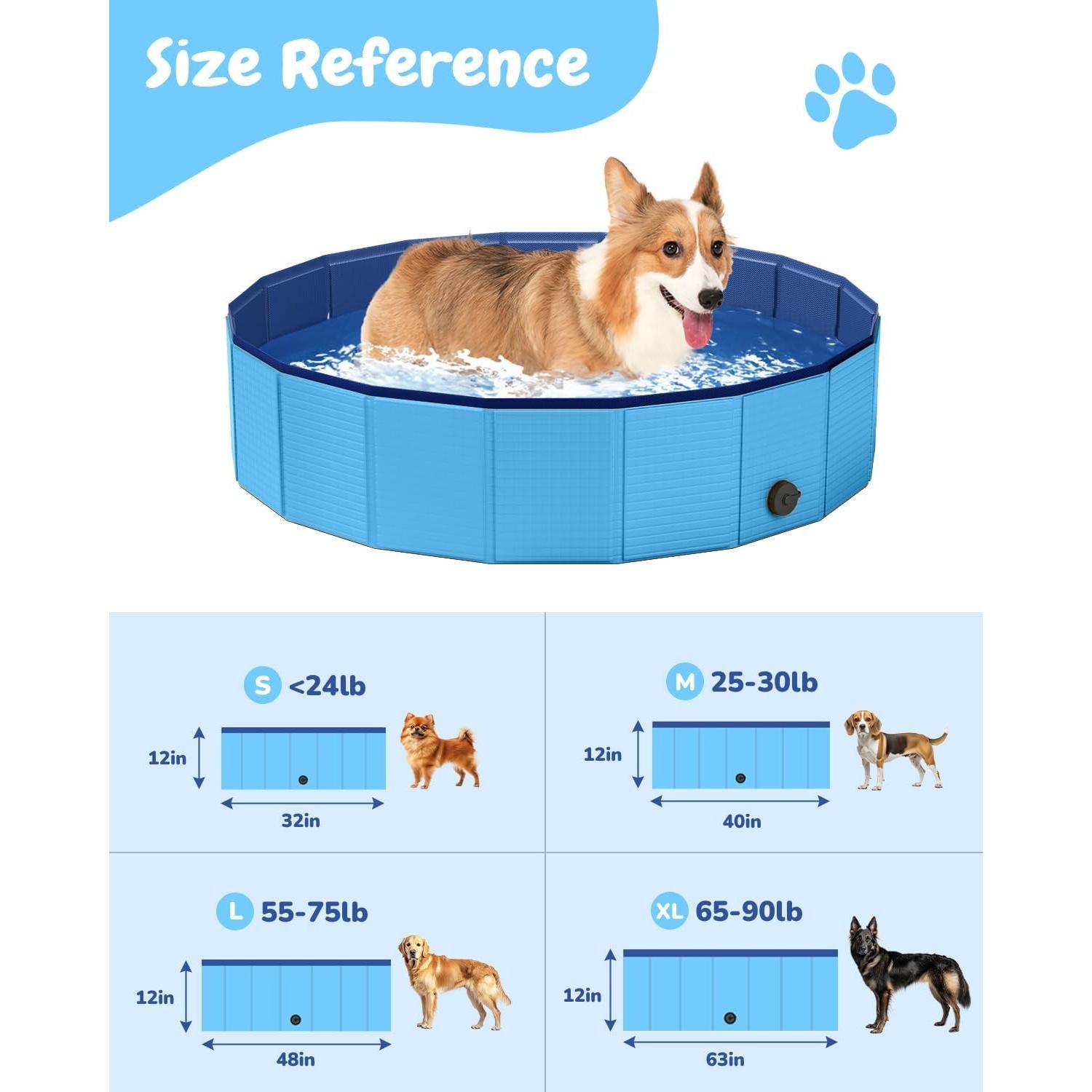 Piscina Plegable para Perros Desoxivi Azul 80x20 cm PVC