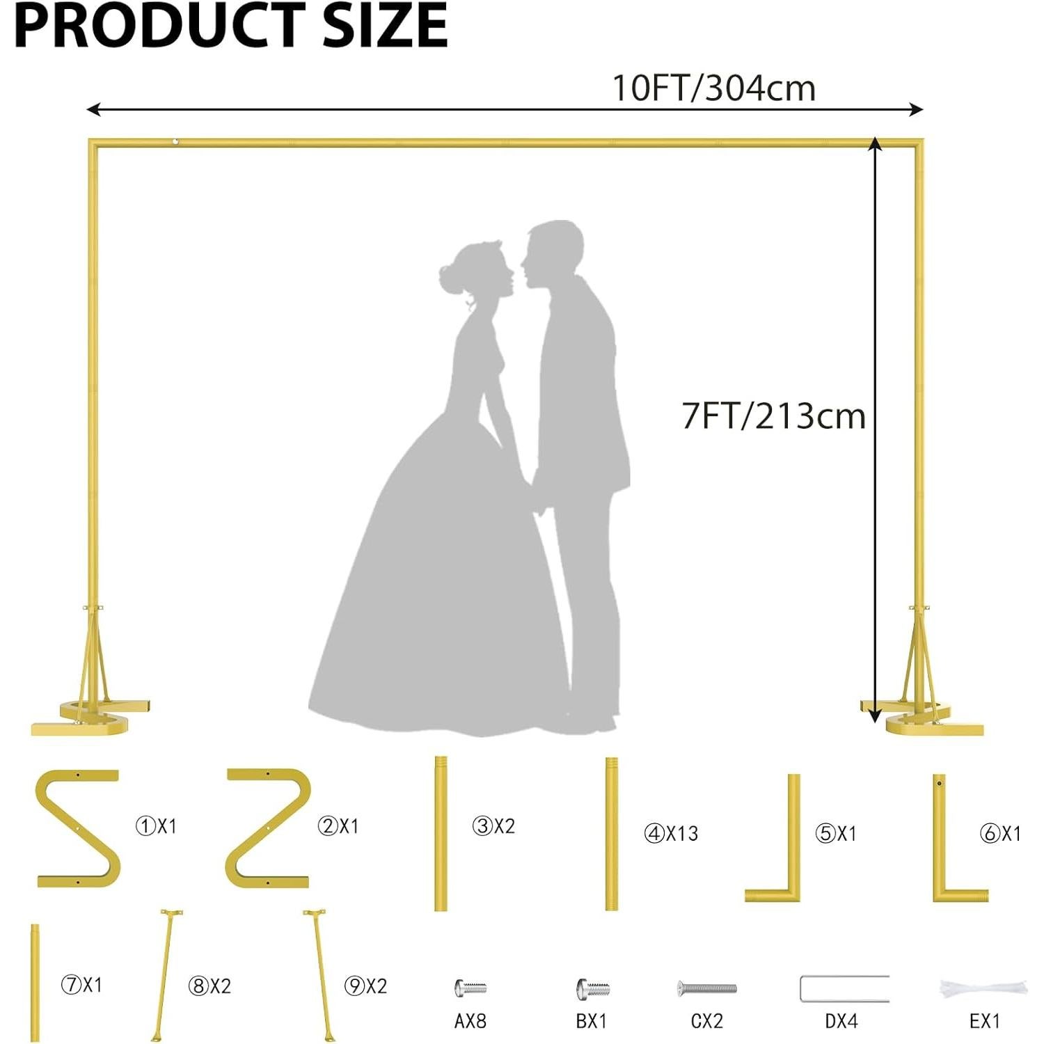 Soporte de Fondo Dorado Fogein 3.05m Metal Resistente