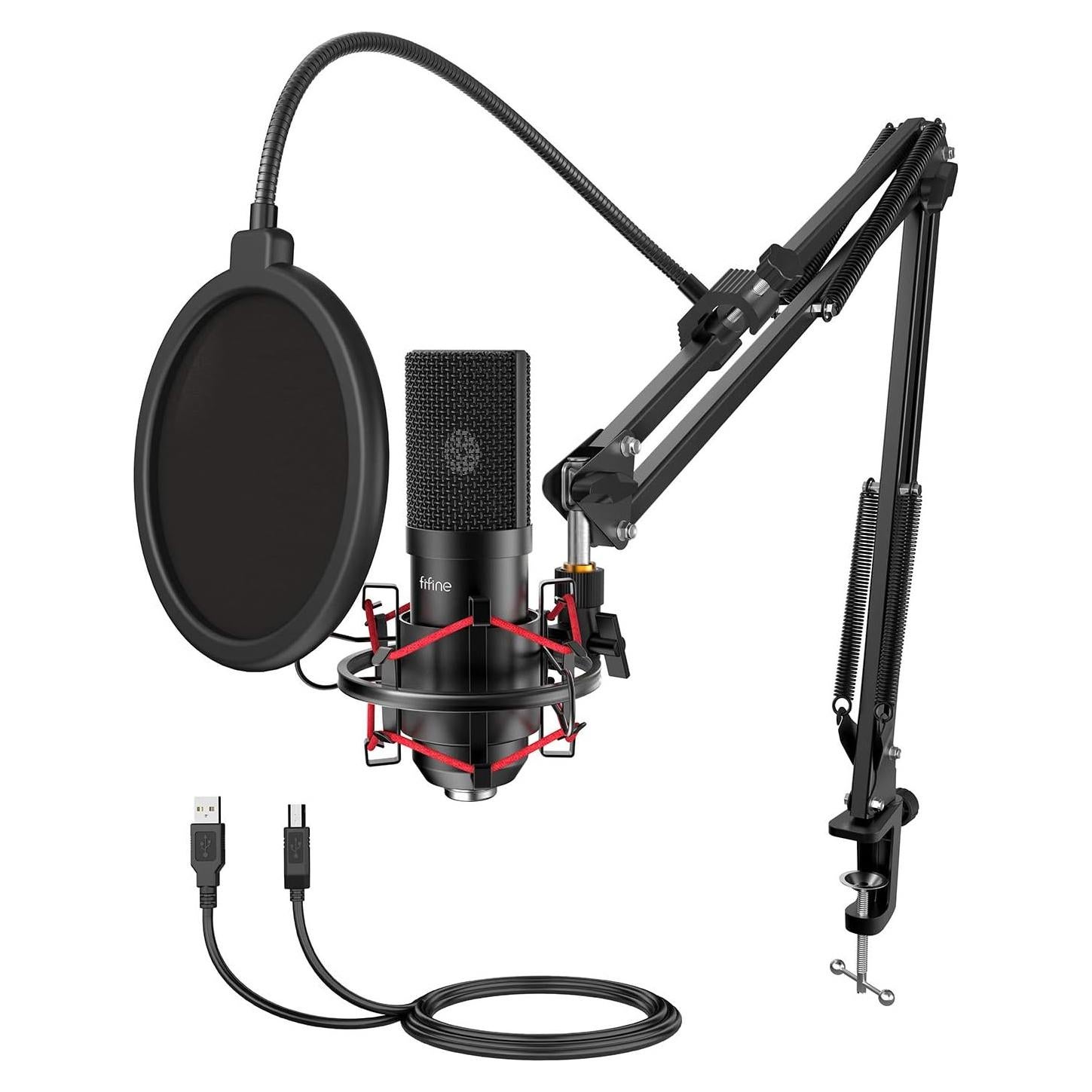 Micrófono USB FIFINE T732 con Soporte Brazo y Filtro Antipop