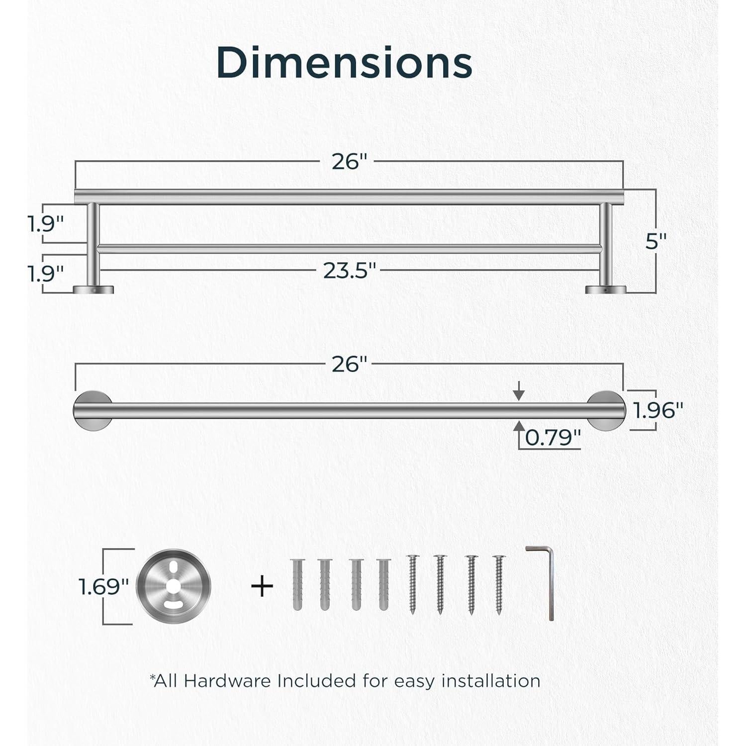 Barras dobles para toallas FORIOUS 66 cm acero inoxidable