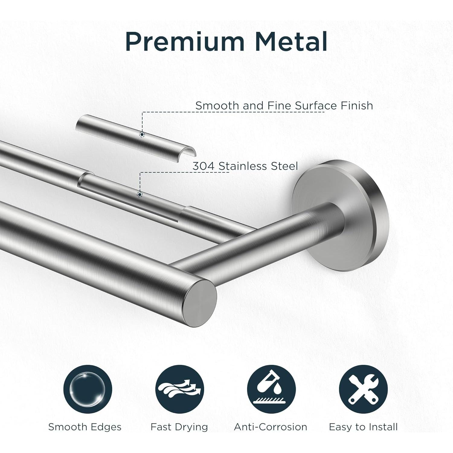 Barras dobles para toallas FORIOUS 66 cm acero inoxidable