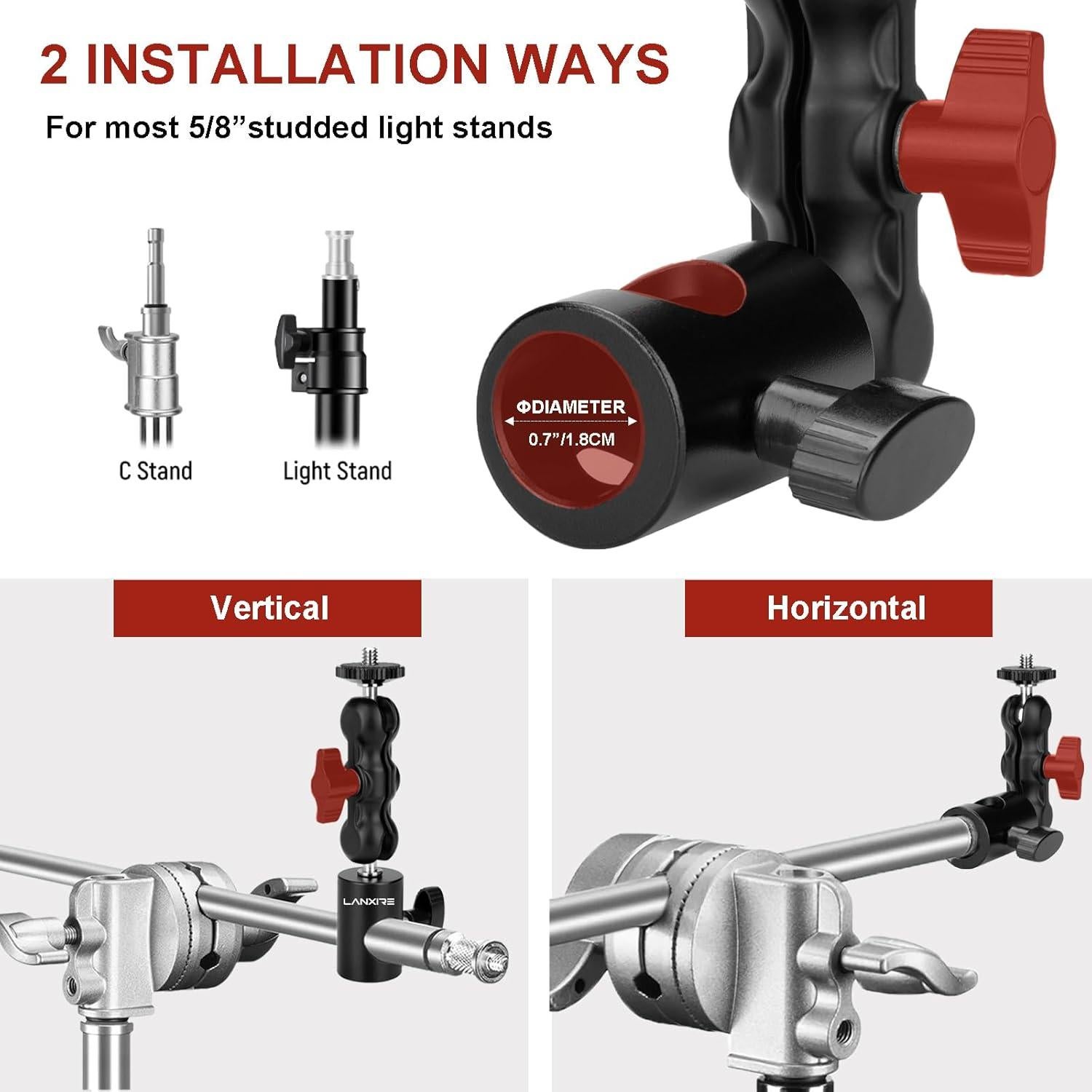 Adaptador de Montaje Lanxire L0214 para Soporte de Luz 2 Unidades