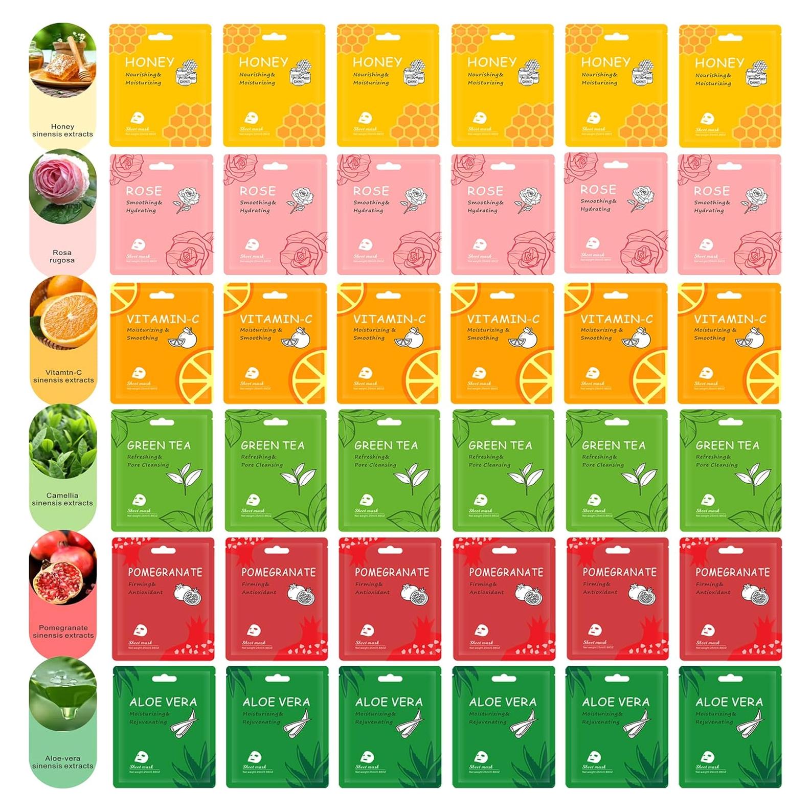 Mascarillas de colágeno MELEELL 36 paquetes hidratantes