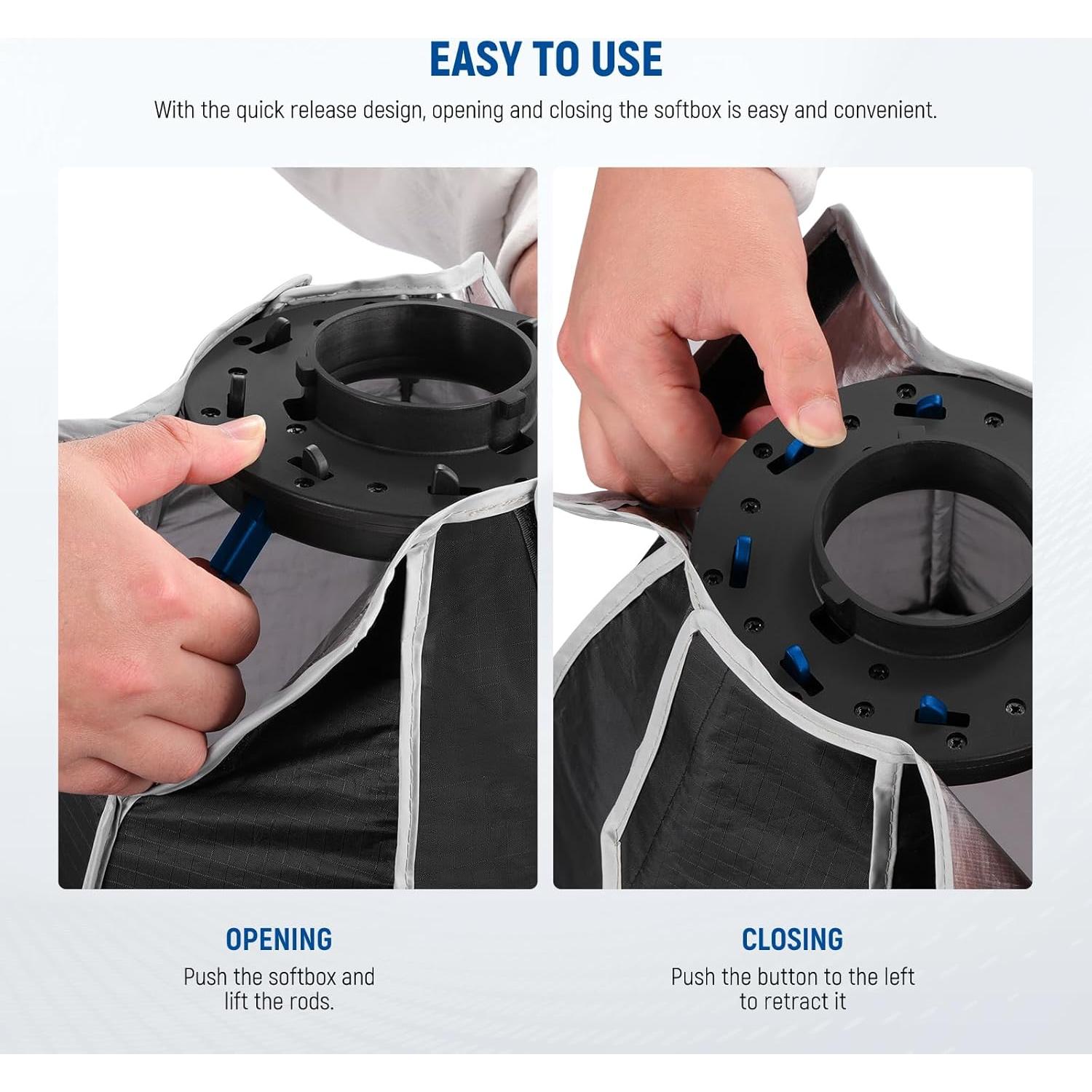 Octagonal Softbox 30 cm with NEEWER Mount, Octabox Softbox Folding & Quick Installation with Honeycomb Light Diffuser/Grid for MS60 MS60B MS60C MS150B,NS3P LED Studio Lamp